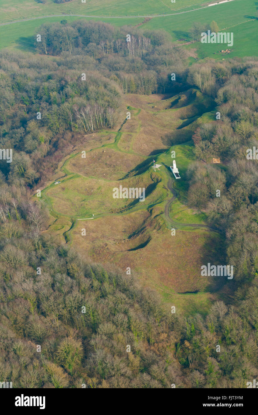 Meuse (55), Vauquois, Ancien Champs de Bataille De La Premiere Guerre Mondiale, la Butte de Vauquois (Vue Aerienne) / / Frankreich, M Stockfoto