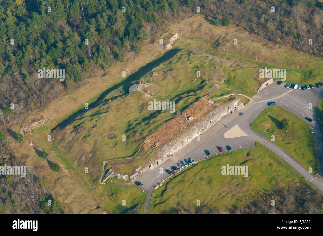 Meuse (55), Verdun, champs de Batailles De La 1ere Guerre Mondiale, Fort de Vaux (Vue Aerienne) / / Frankreich, Meuse (55), Verdun, Stockfoto
