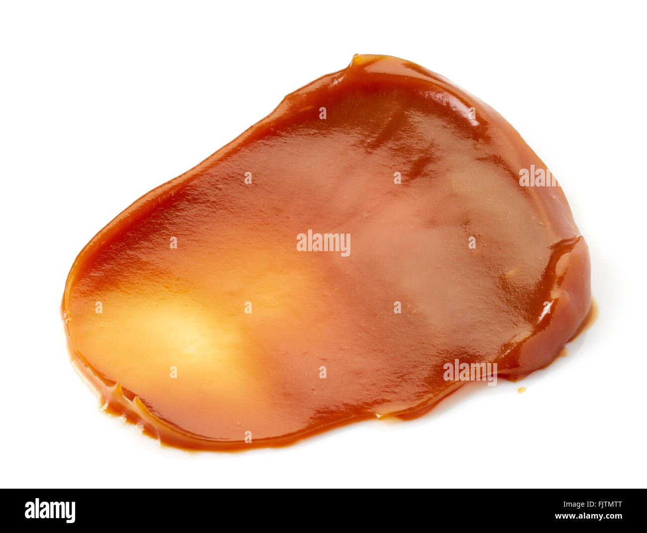Süßen Karamell-Sauce auf weißem Hintergrund Stockfoto