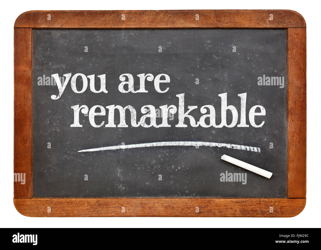 Sie sind bemerkenswert - positive Affirmationen Worte auf einem Vintage Schiefer Tafel Stockfoto