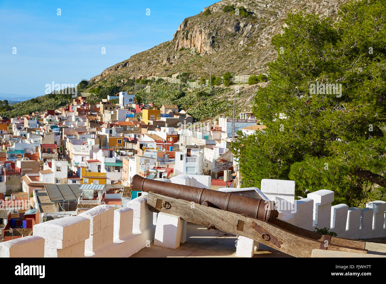 Cullera Kanone im Turm Torre De La Reina Mora in Valencia, Spanien Stockfoto