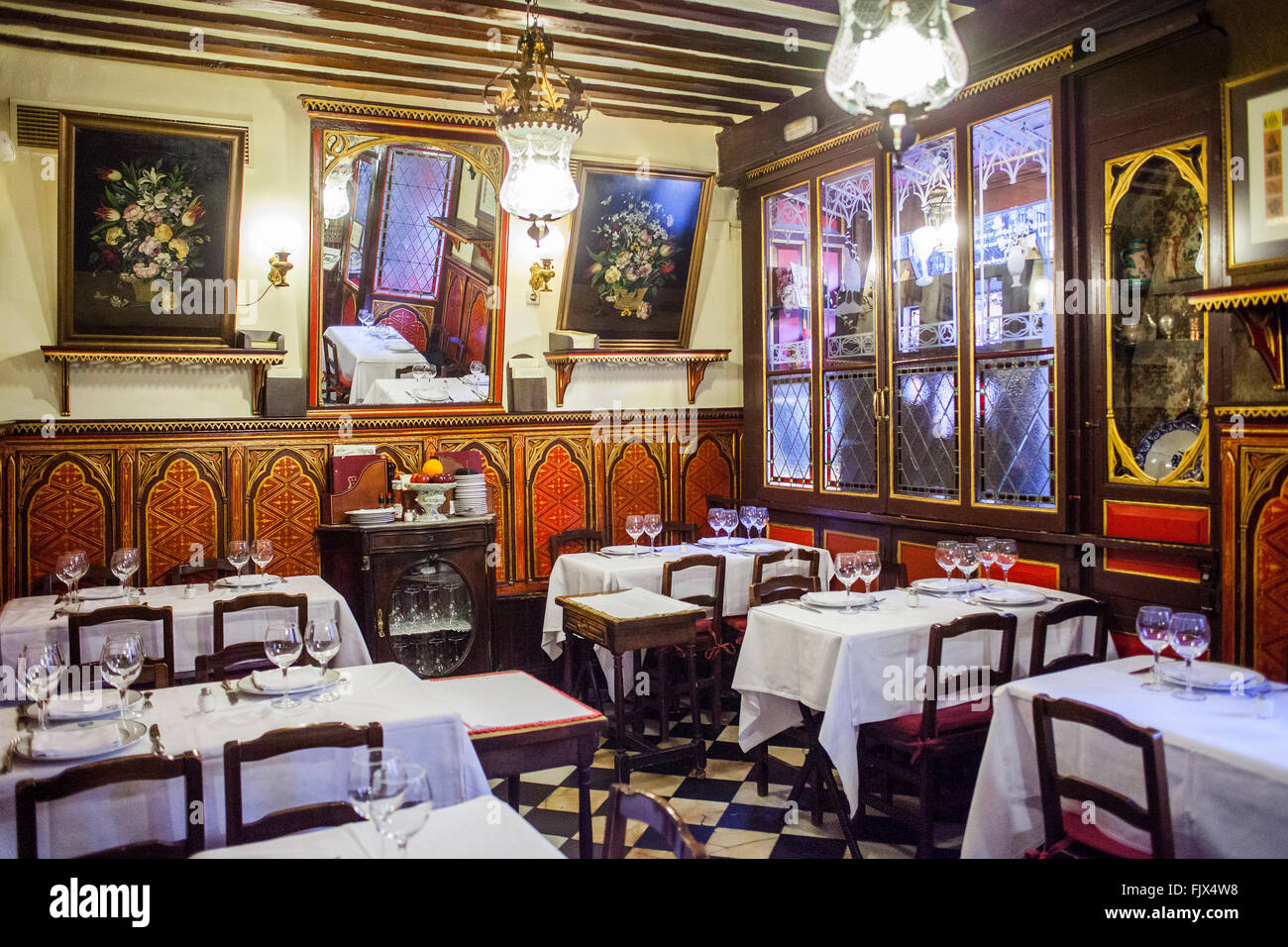 Sobrino de Botin Restaurant, Calle Cuchilleros 17. Madrid, Spanien. Stockfoto