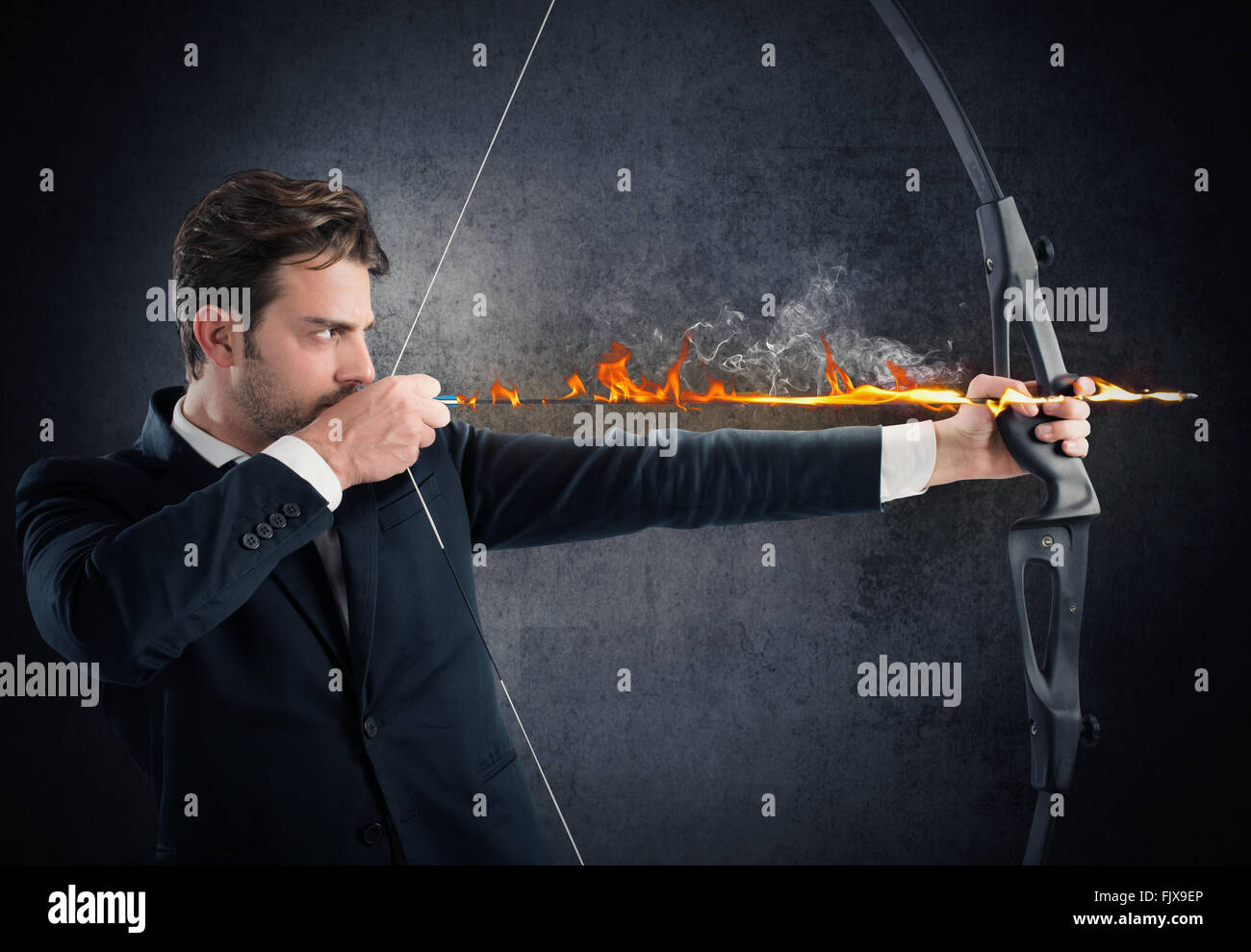 Energisch das Ziel zu treffen Stockfoto