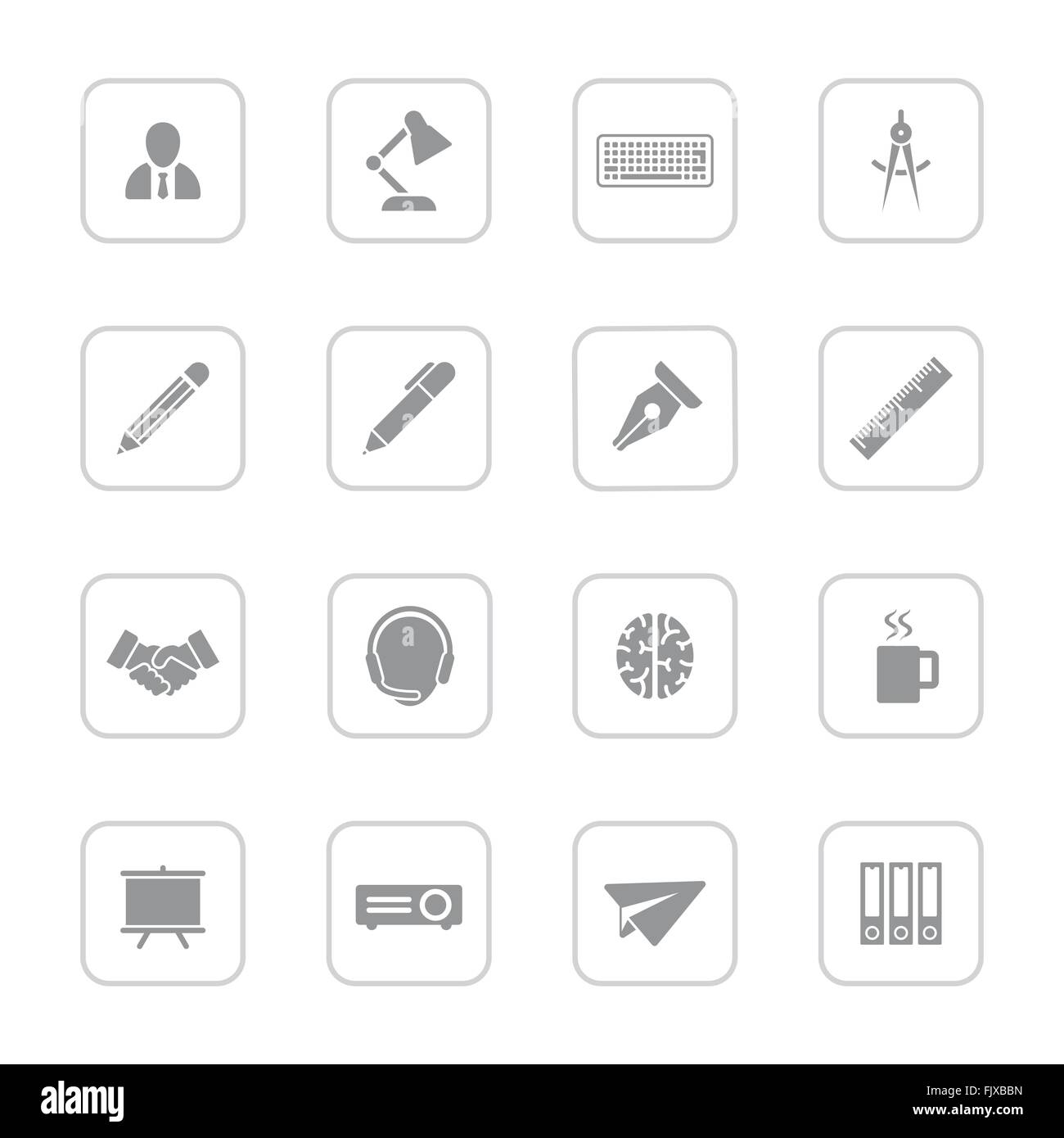 [EPS10] graue flache Icon-Set 8 mit abgerundeten Rechteck Frame für Web-Design, UI, Infografik und mobilen Anwendungen (apps) Stock Vektor