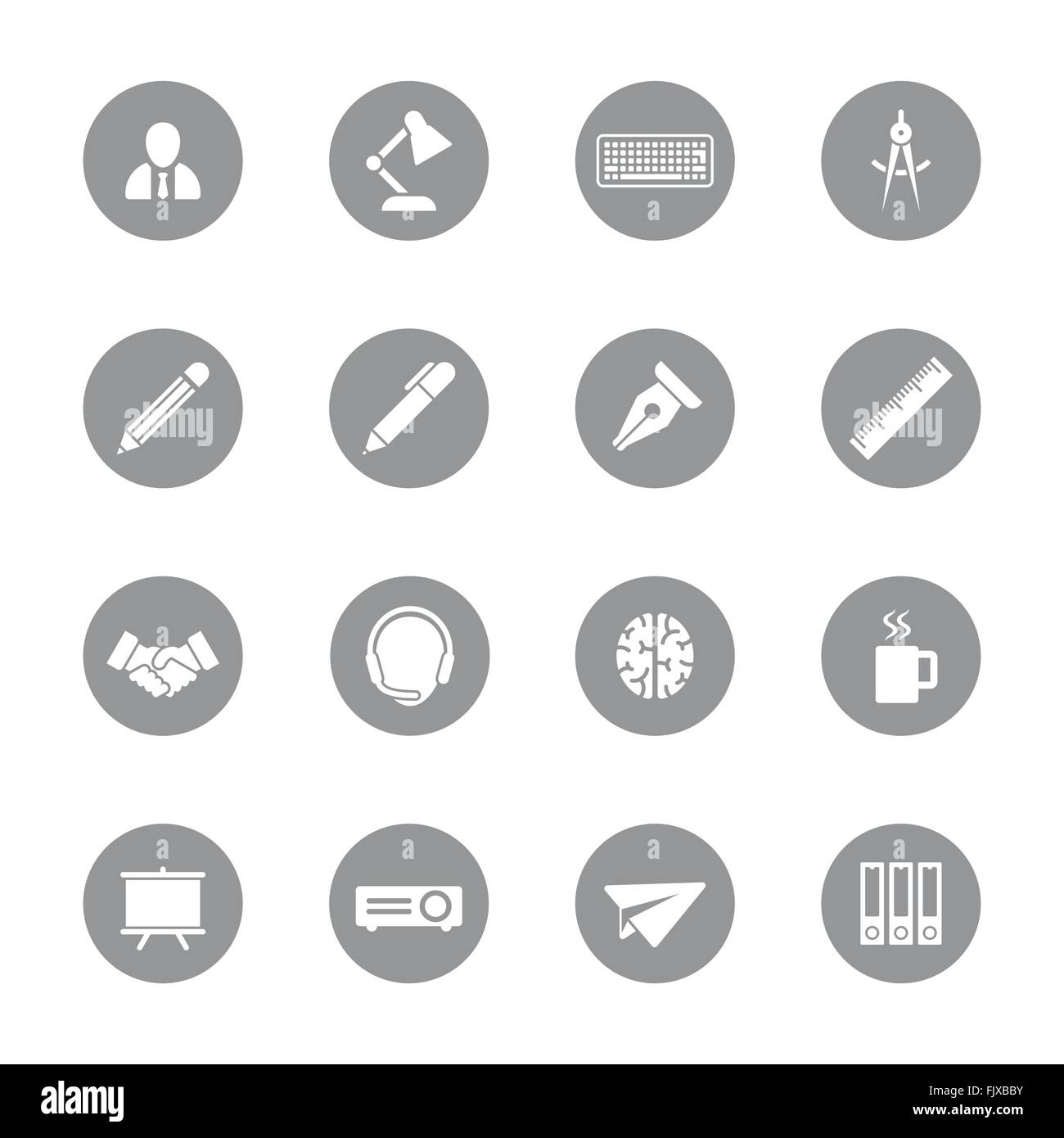 [EPS10] graue flache Icon-Set 8 auf Kreis für Web-Design, User-Interface (UI), Infografik und mobilen Anwendungen (apps) Stock Vektor