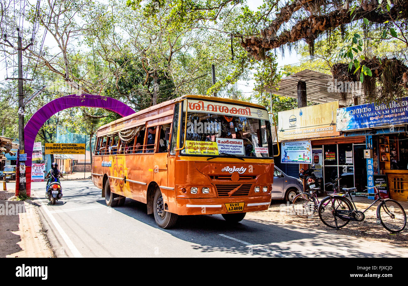 Ortsbus In Alleppey Kerala Indien Stockfoto