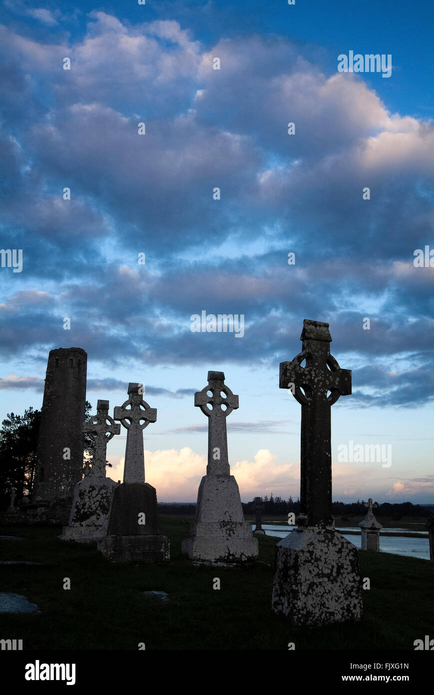 Kloster Clonmacnoise Shannon Offaly Irland Stockfoto