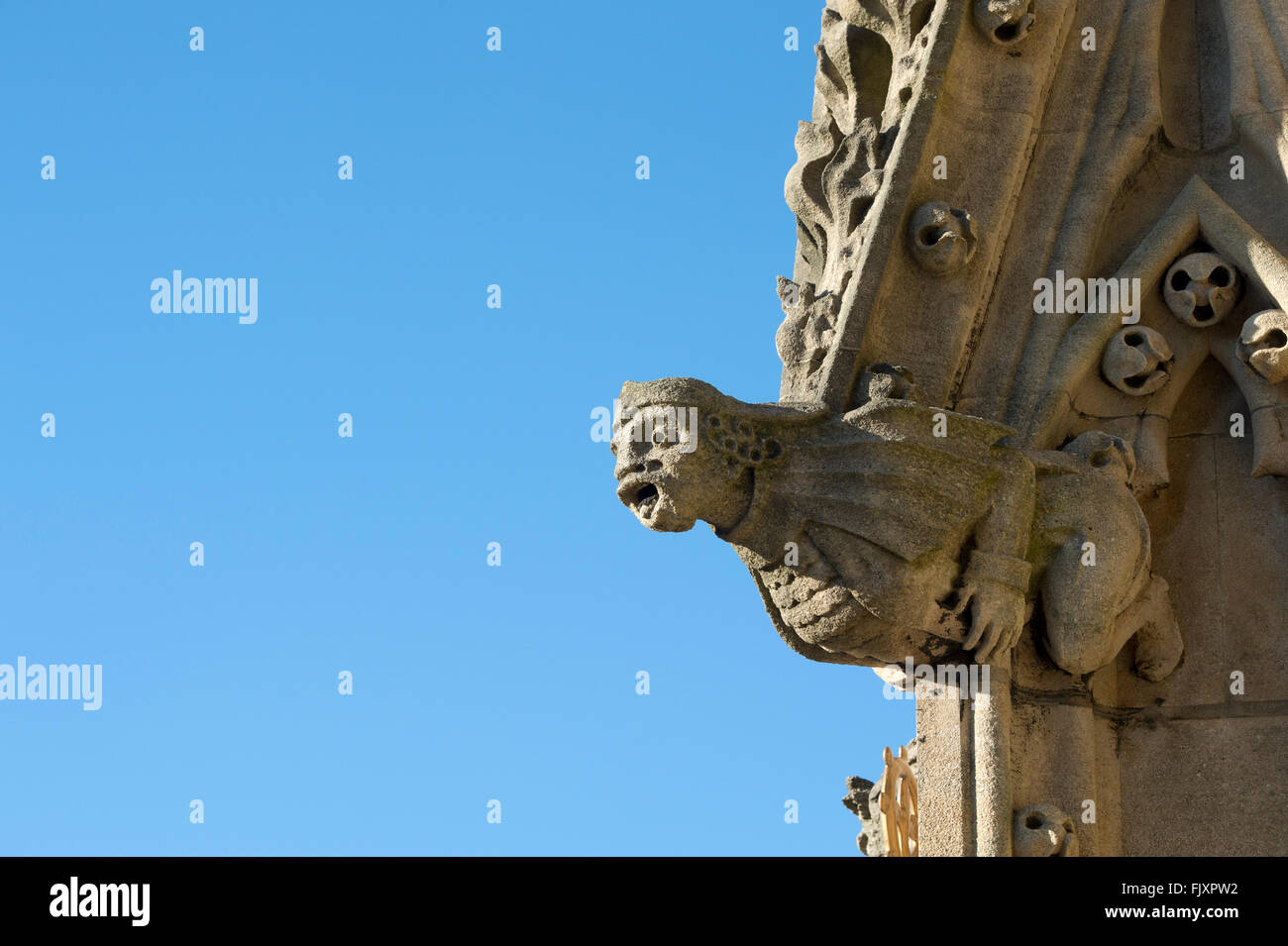 Geschnitzten Stein Wasserspeier auf dem Turm von der Universität von St Mary die Jungfrau, Oxford, England Stockfoto