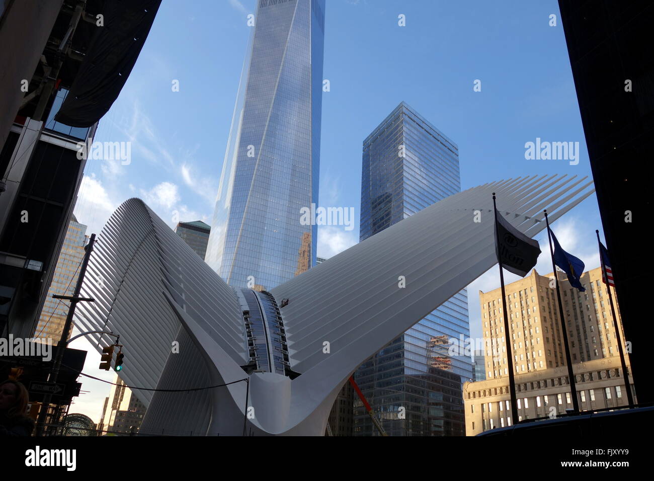 World Trade Center Oculus und Freedom Tower in New York City, NY, USA Stockfoto