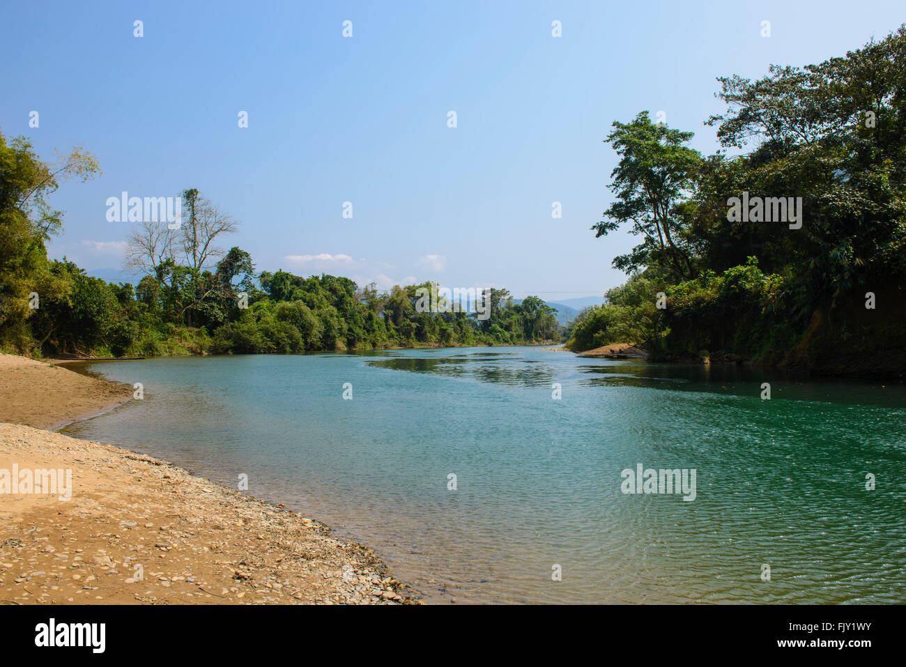 Nam Song River in Vang Vieng Stockfoto