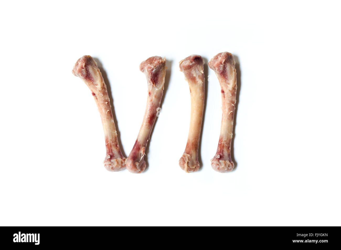 Huhn Knochen römischen Nummernserie. Nummer sieben. Stockfoto