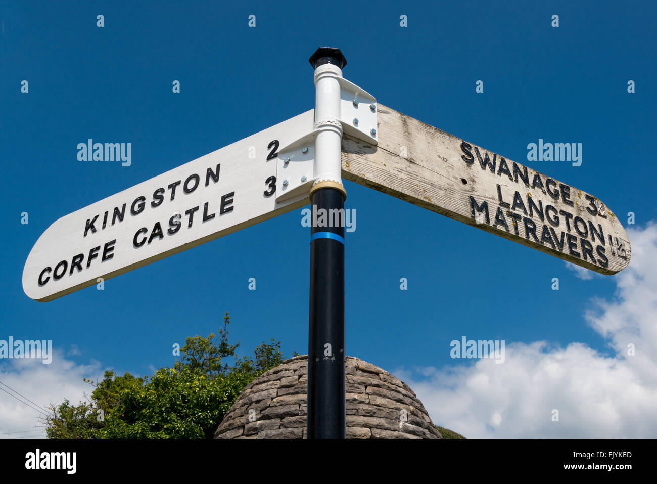 Wegweiser im Wert Matravers, Dorset Stockfoto