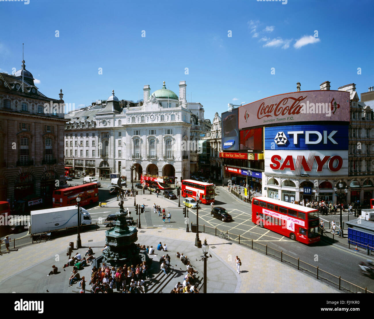 PICCADILLY CIRCUS, City of Westminster, London. Erhöhten Blick. Stockfoto