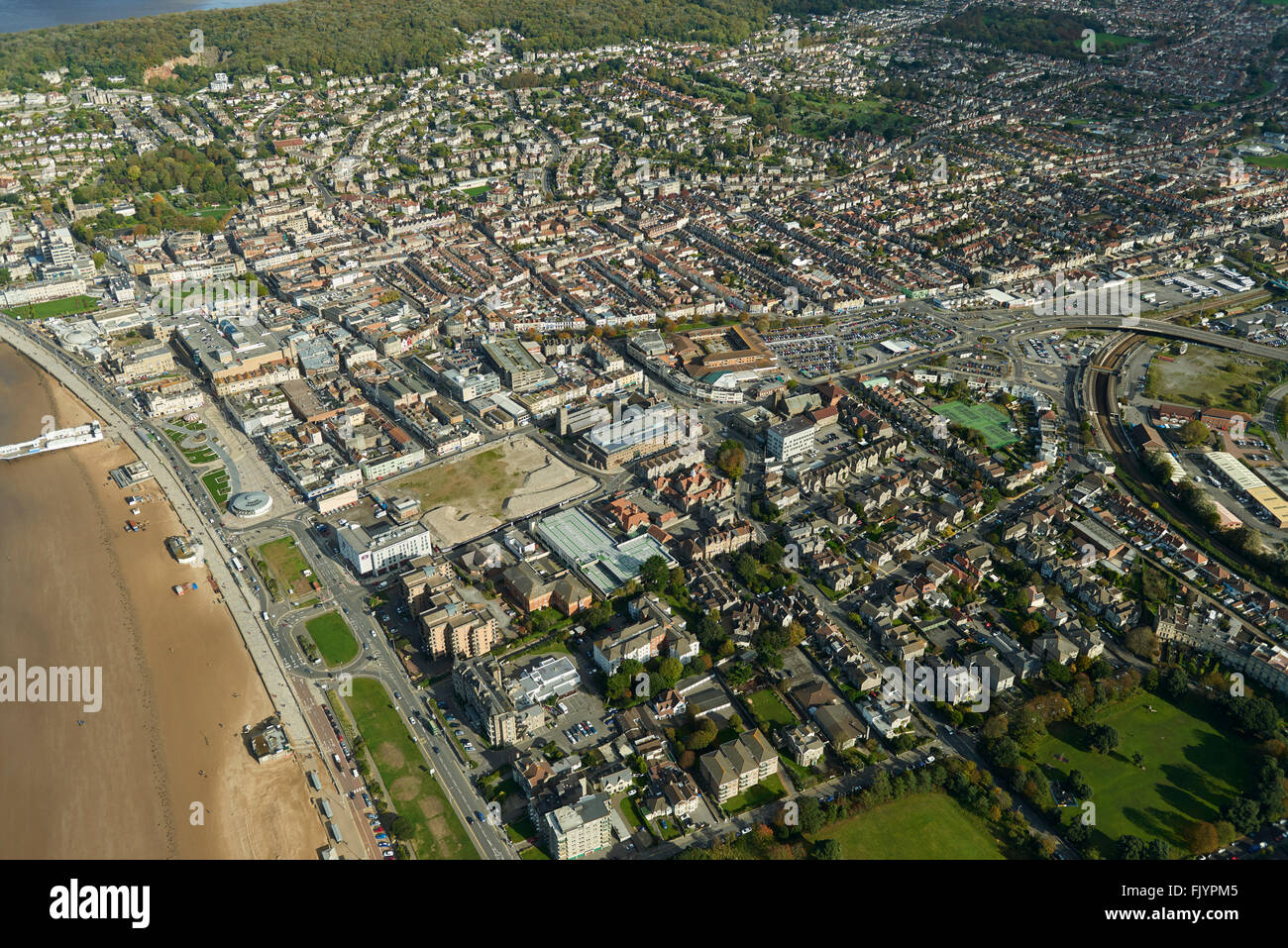 Eine Luftaufnahme von Weston-Super-Mare Stockfoto