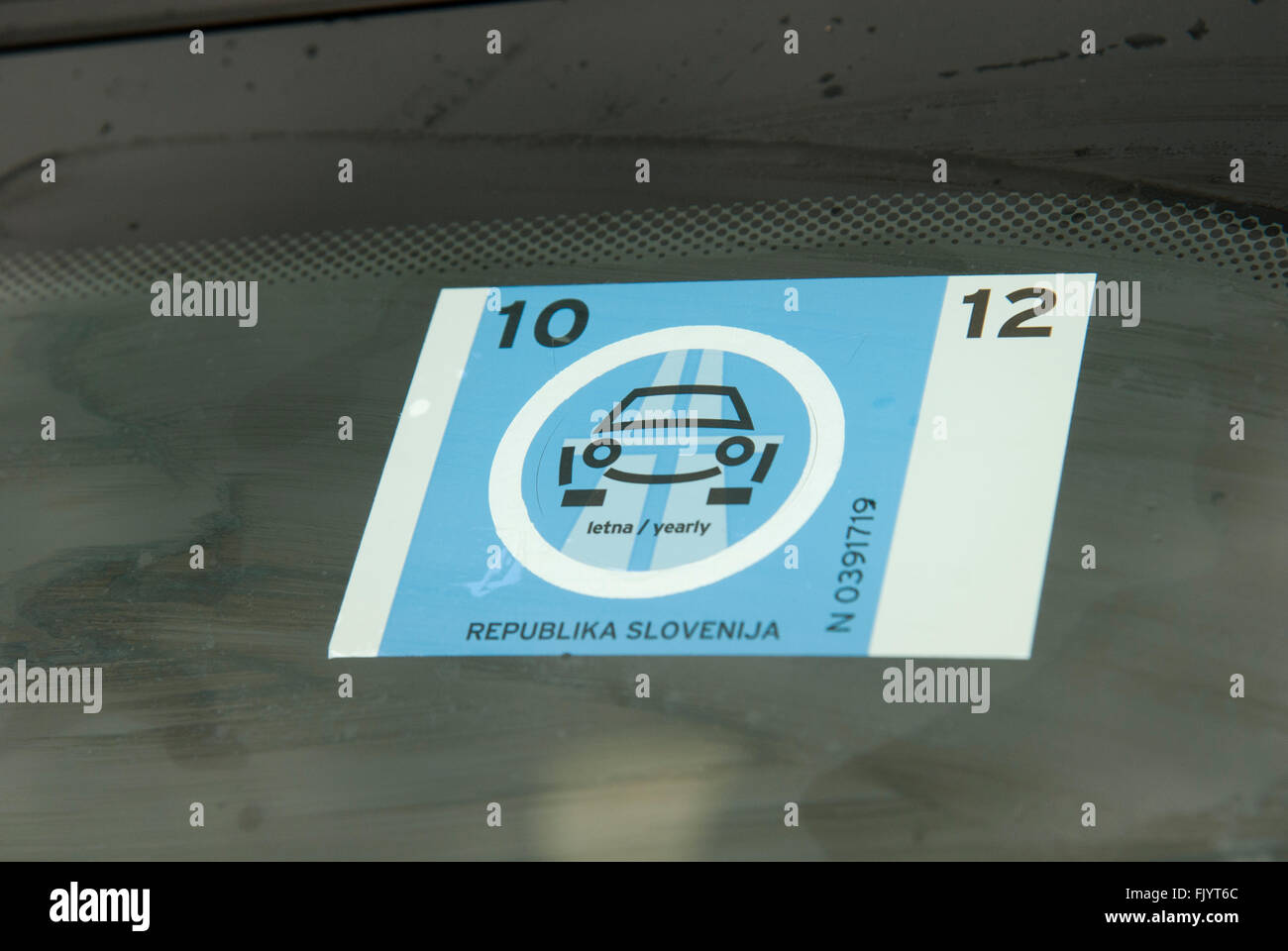 Slowenien Vignette - die Autos freie Fahrt auf Autobahn System ermöglicht Stockfoto