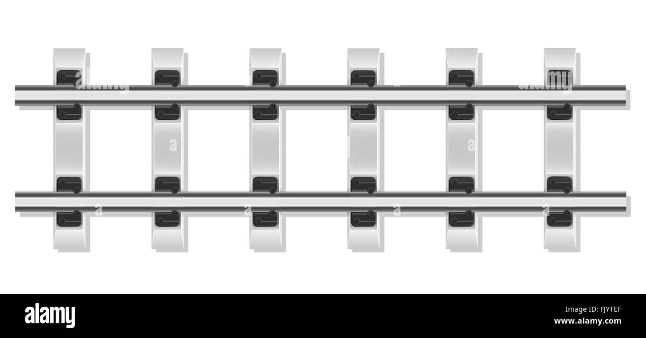 Eisenbahnschienen und Betonschwellen Vektor-Illustration isoliert auf weißem Hintergrund Stock Vektor