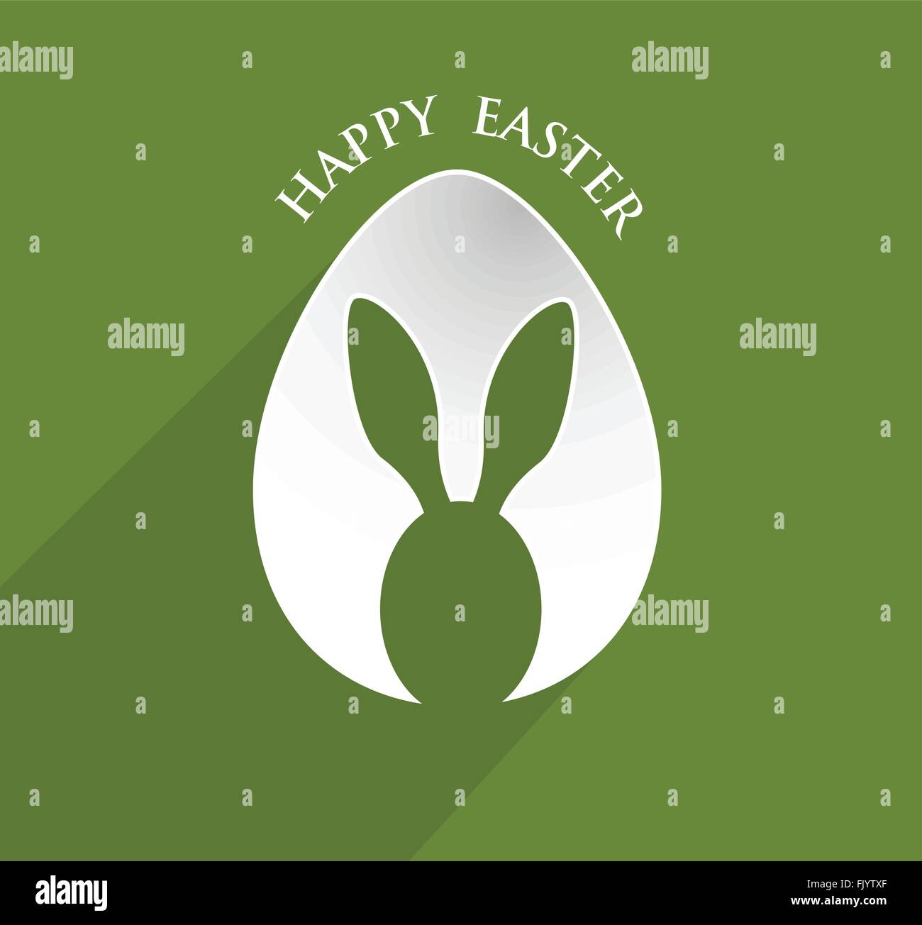 Happy Easter Bunny Ohr Eiform mit langen Schatten Stock Vektor