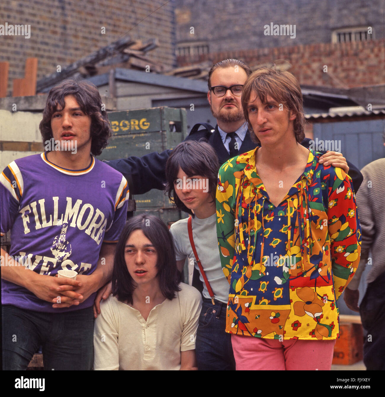 THUNDERCLAP NEWMAN UK-pop-Gruppe im Jahr 1969 von links: Jim Avery, Jack McCulloch, Jimmy McCulloch, Andy Newman, John "Speedy" King. Stockfoto