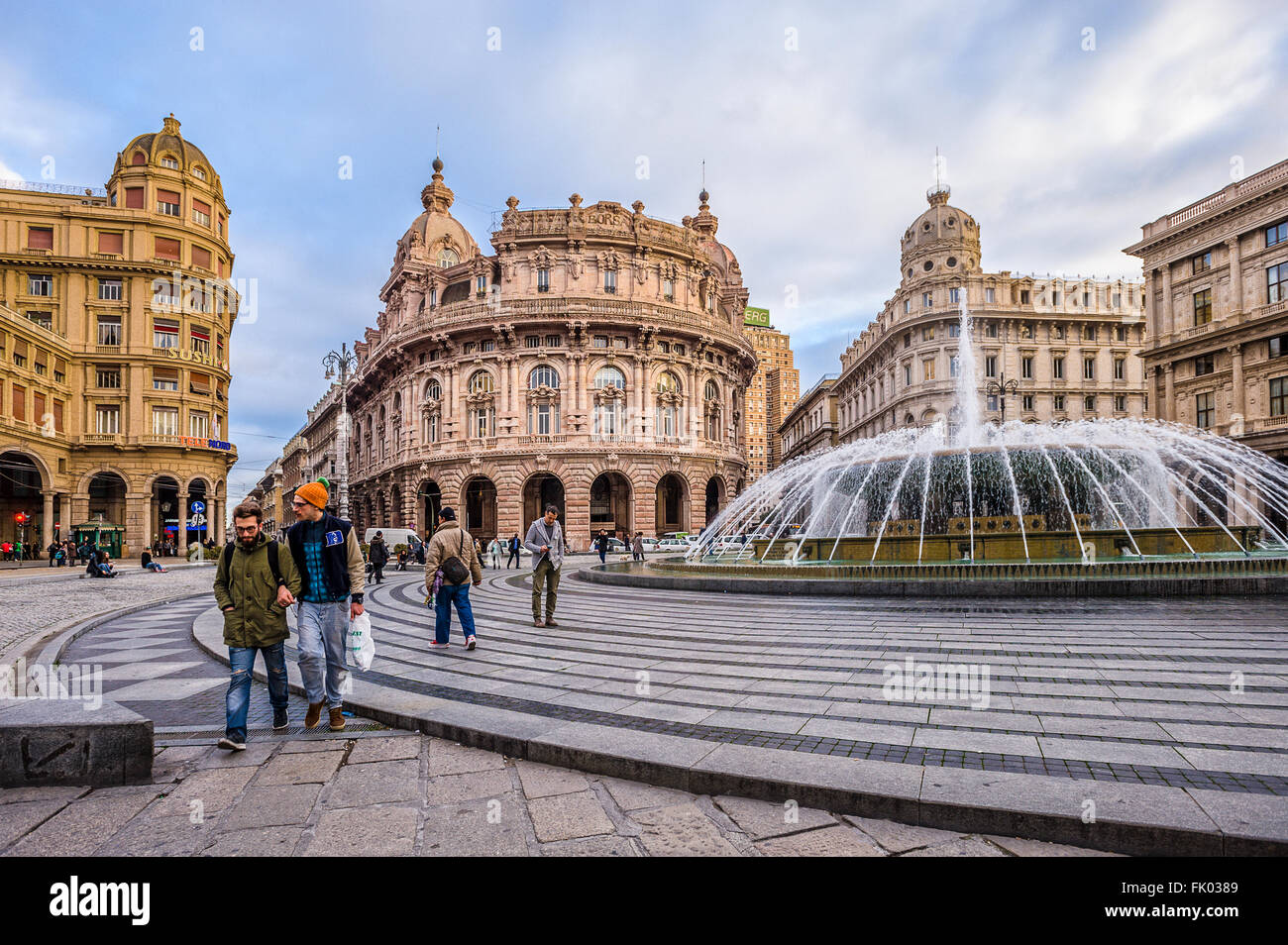 Italien Ligurien Genua Piazza De Ferrari Stockfoto