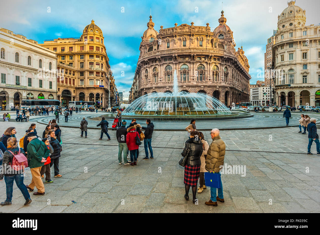 Italien Ligurien Genua Piazza De Ferrari Stockfoto