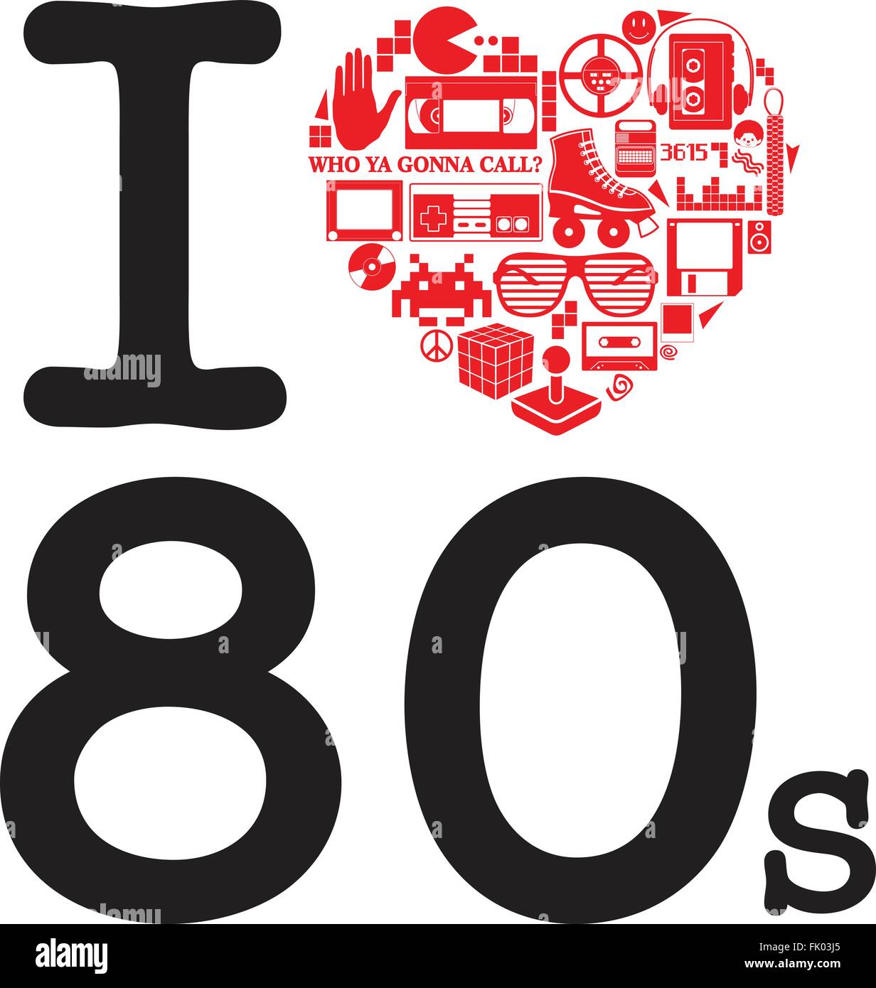 Ich liebe die 80er Jahre Stock Vektor