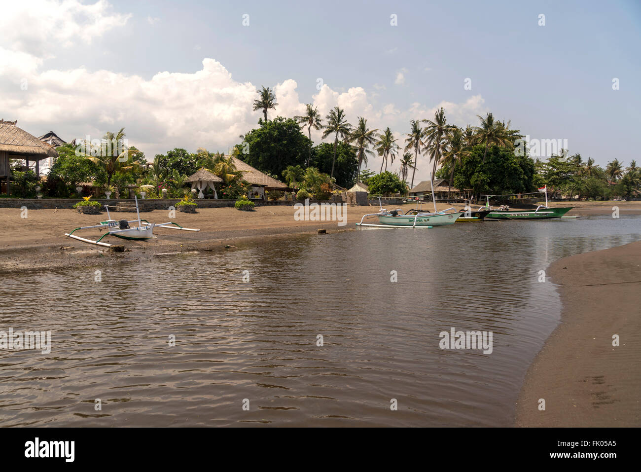 Sandstrand Lovina Beach, Lovina, Bali, Indonesien Stockfoto