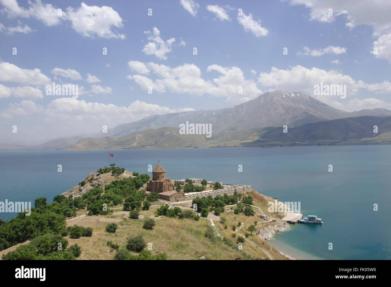 Akdamar Kirche, Kirche des Heiligen Kreuzes, Insel Akdamar im Vansee, Ost-Anatolien, Türkei Stockfoto