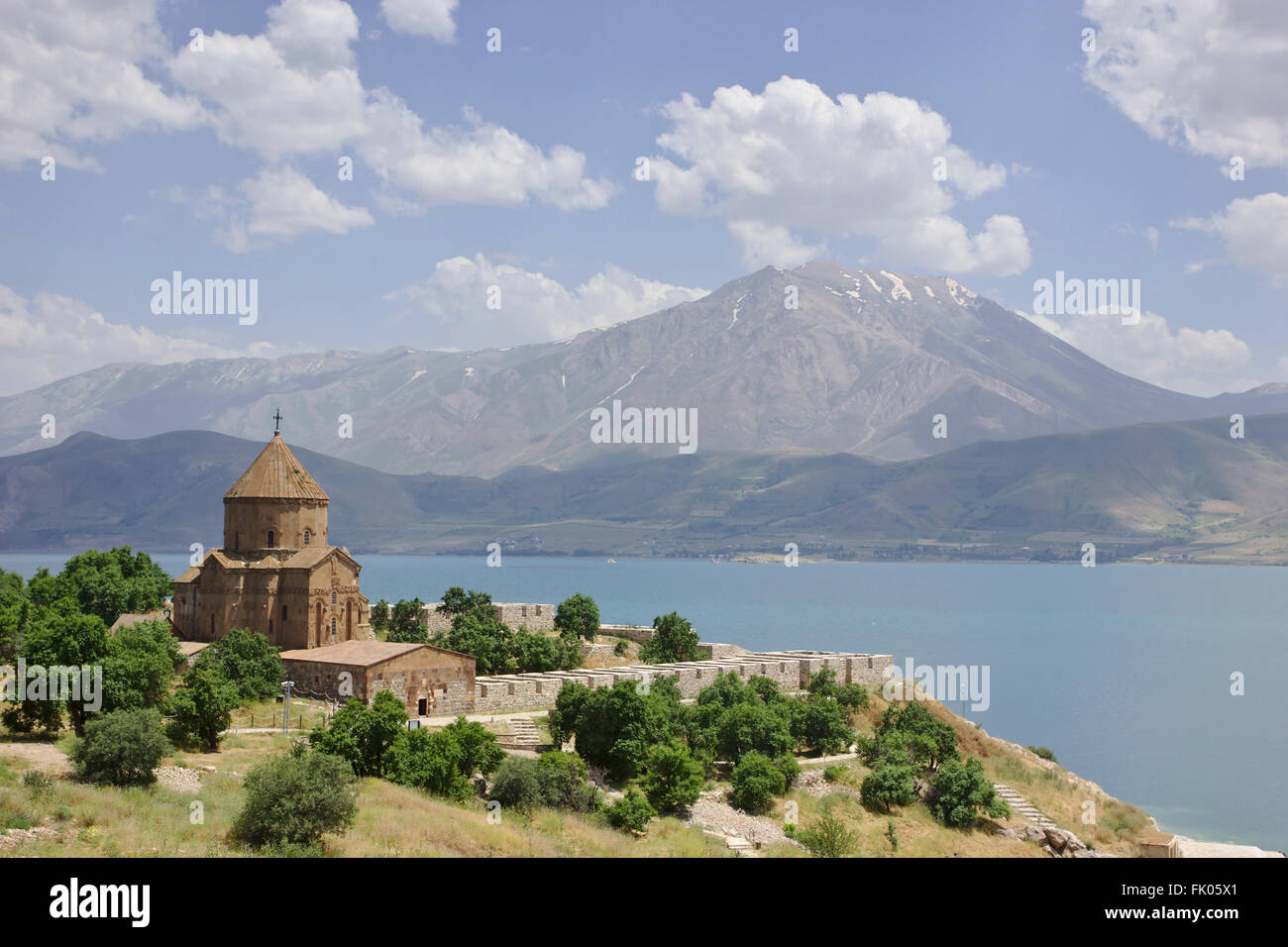 Akdamar Kirche, Kirche des Heiligen Kreuzes, Insel Akdamar im Vansee, Ost-Anatolien, Türkei Stockfoto