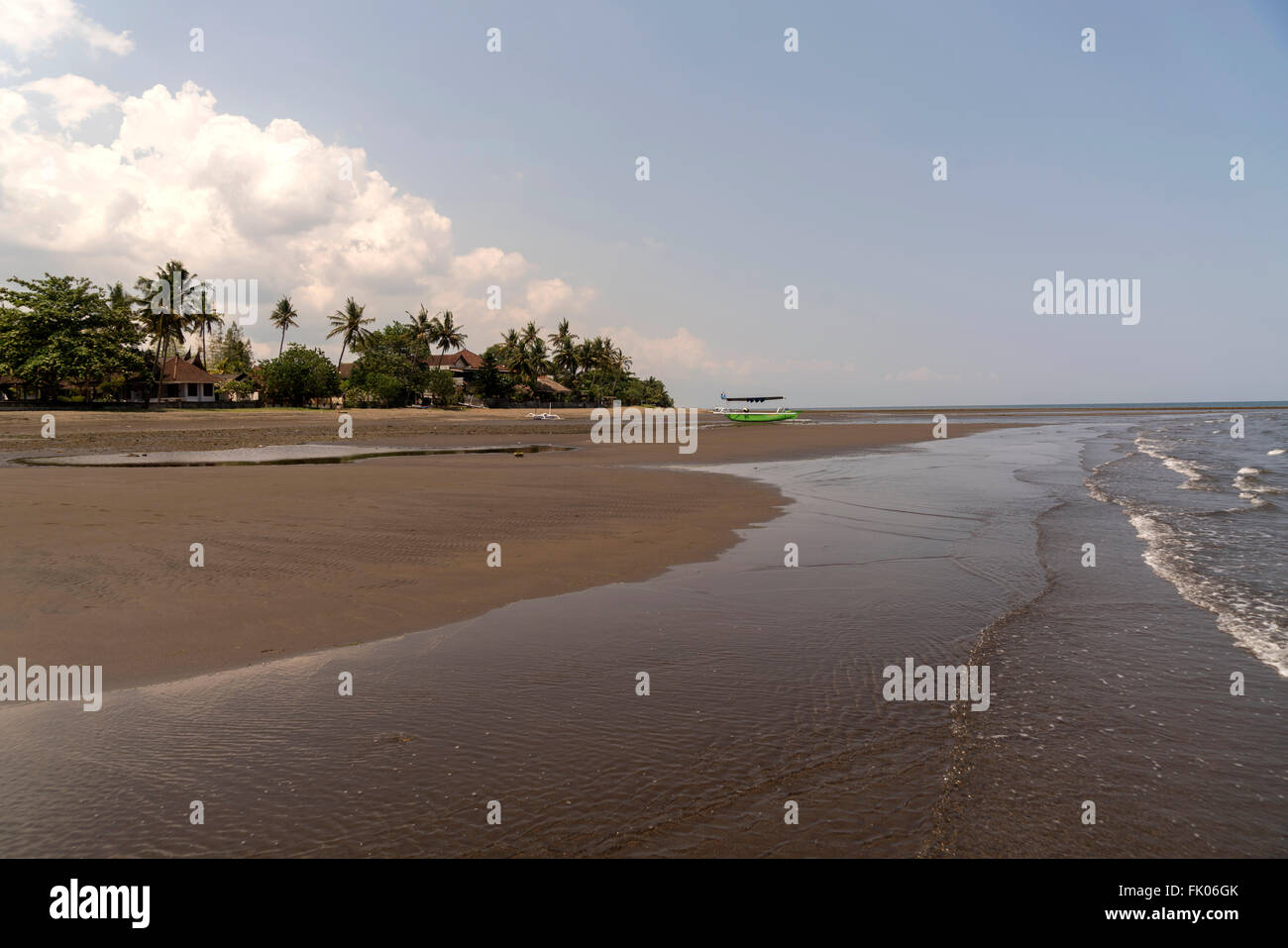 Sandstrand Lovina Beach, Lovina, Bali, Indonesien Stockfoto