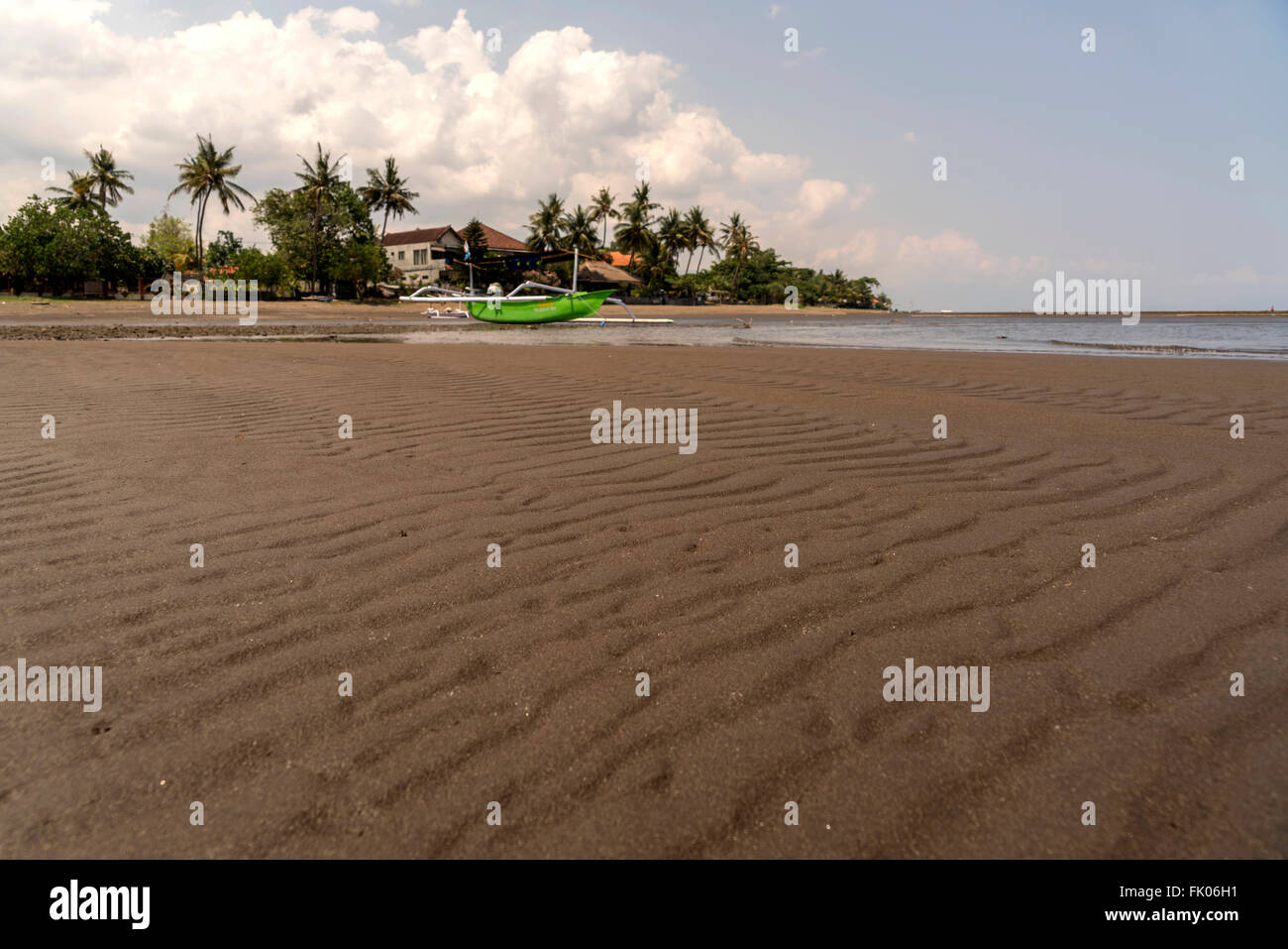 Sandstrand Lovina Beach, Lovina, Bali, Indonesien Stockfoto