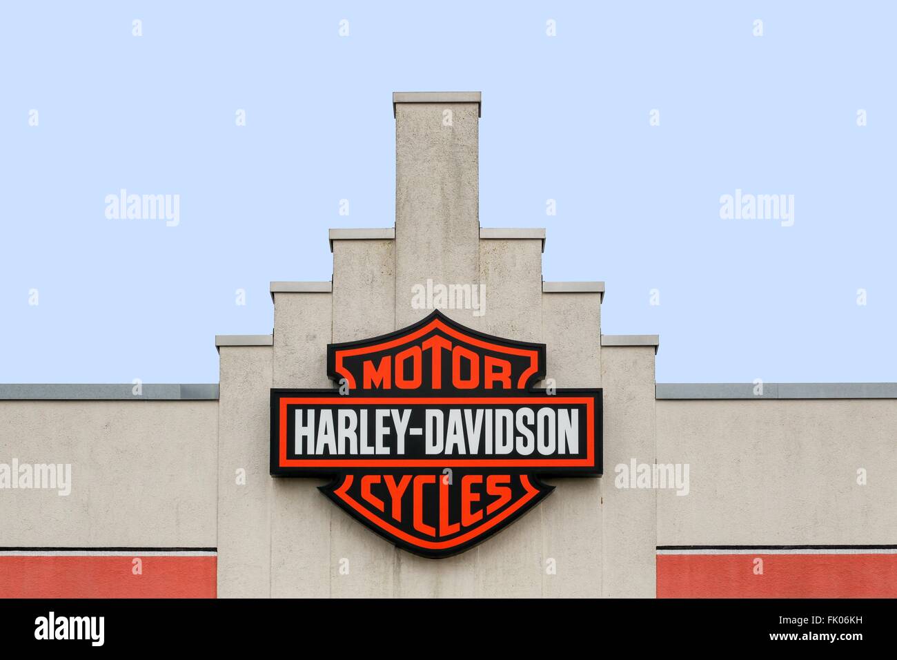 Harley-Davidson Logo auf ein Geschäft Stockfoto