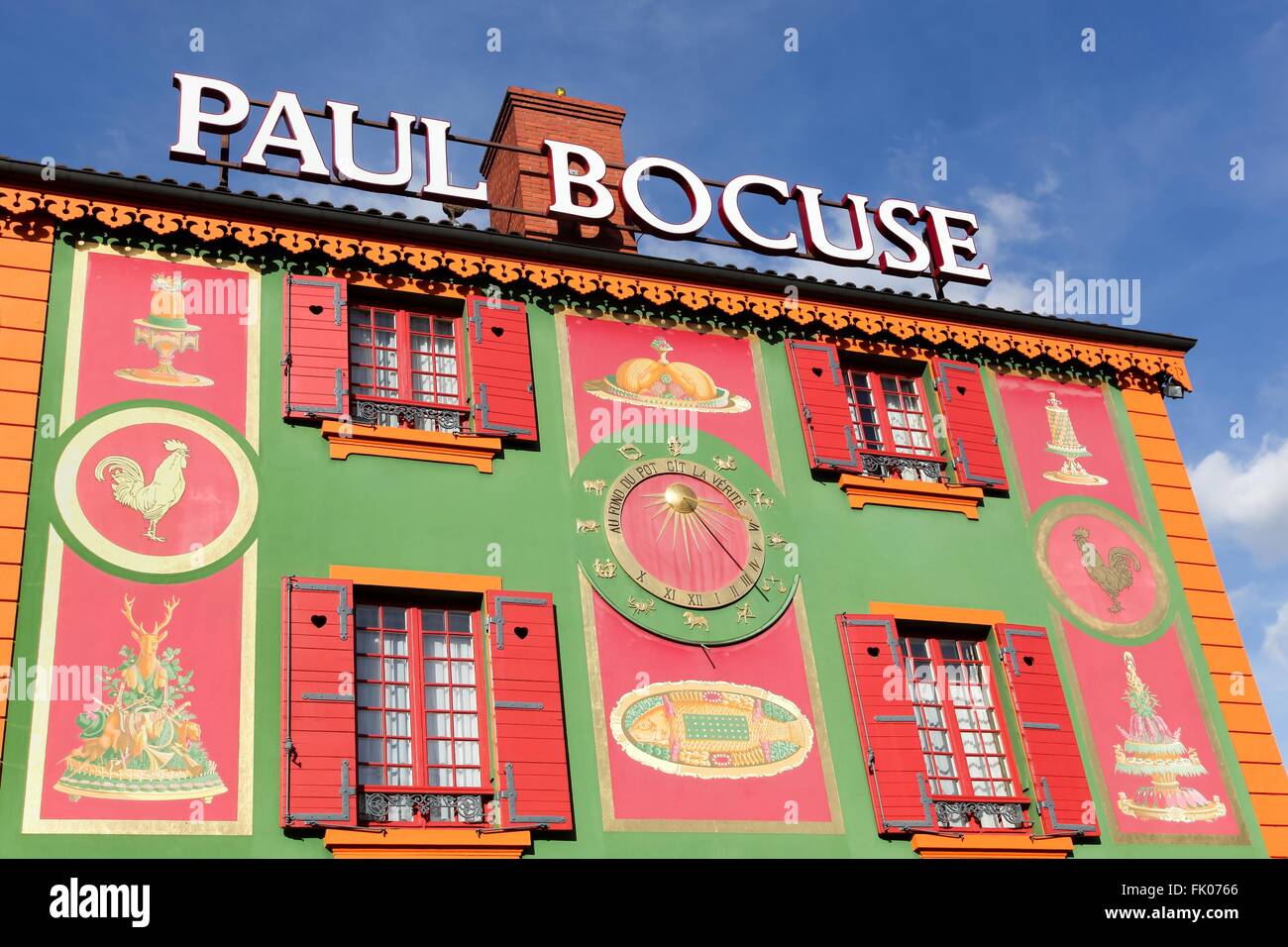 Fassade des Restaurants Paul Bocuse in Lyon, Frankreich Stockfoto