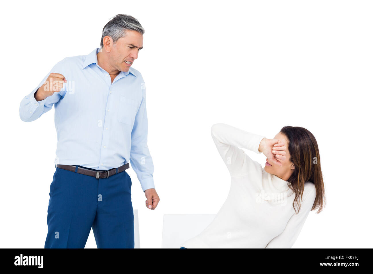 Verärgerter Mann seiner Frau zu treffen Stockfoto