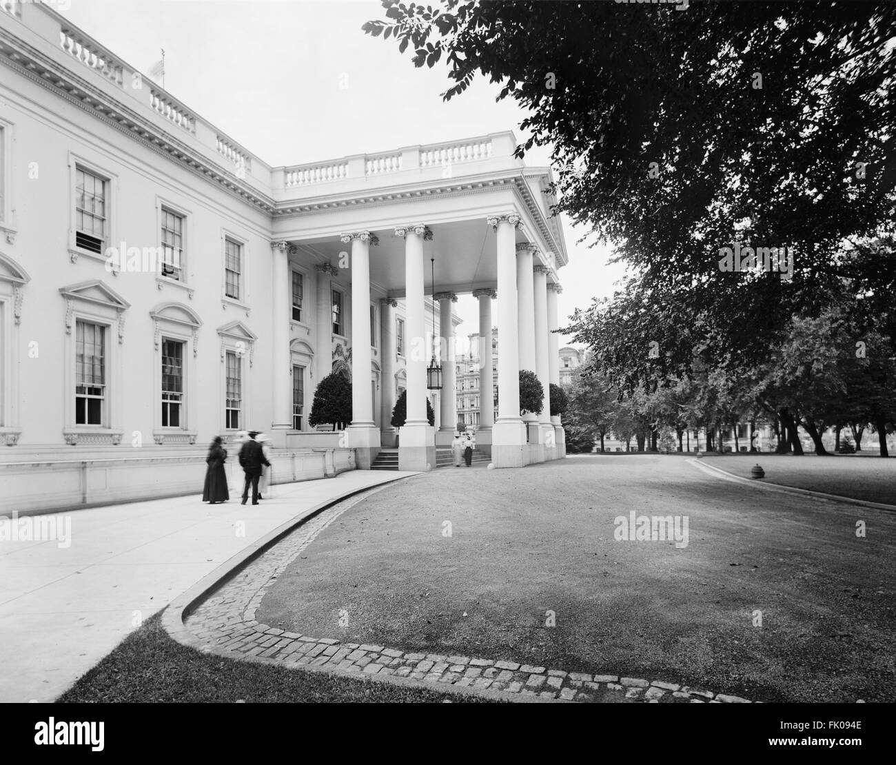 Eingang, weißes Haus, Washington DC, USA, um 1910 Stockfoto