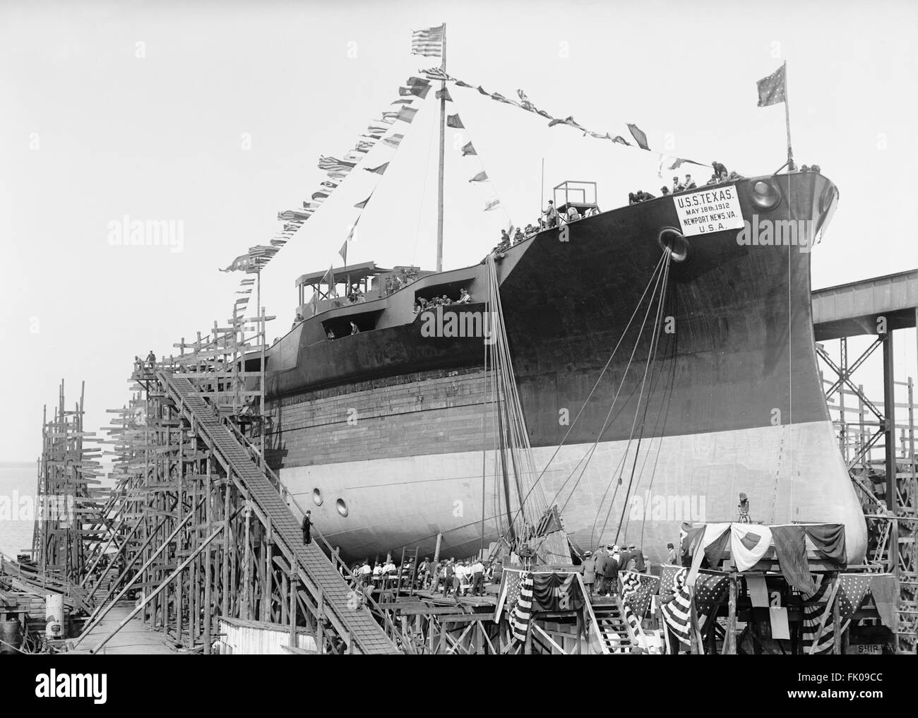 Start der USS Texas, Newport News, Virginia, USA, 1912 Stockfoto