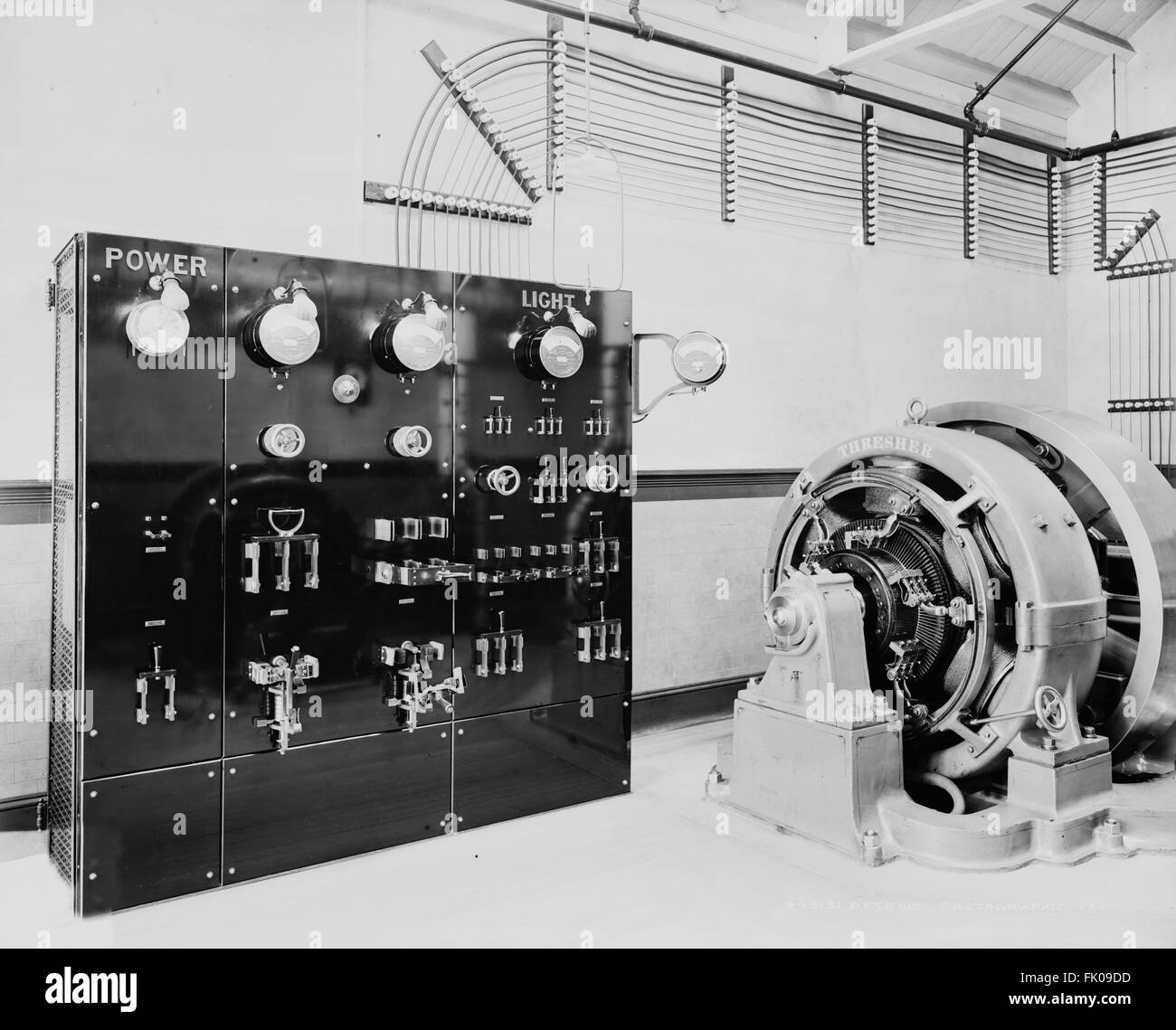 Detail der Telefonzentrale in Dynamo Zimmer, USA, um 1900 Stockfoto