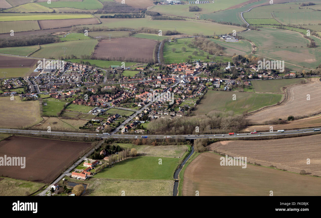 Luftbild von der A1-Schnellstraße in Blyth Village, Nottinghamshire, UK Stockfoto