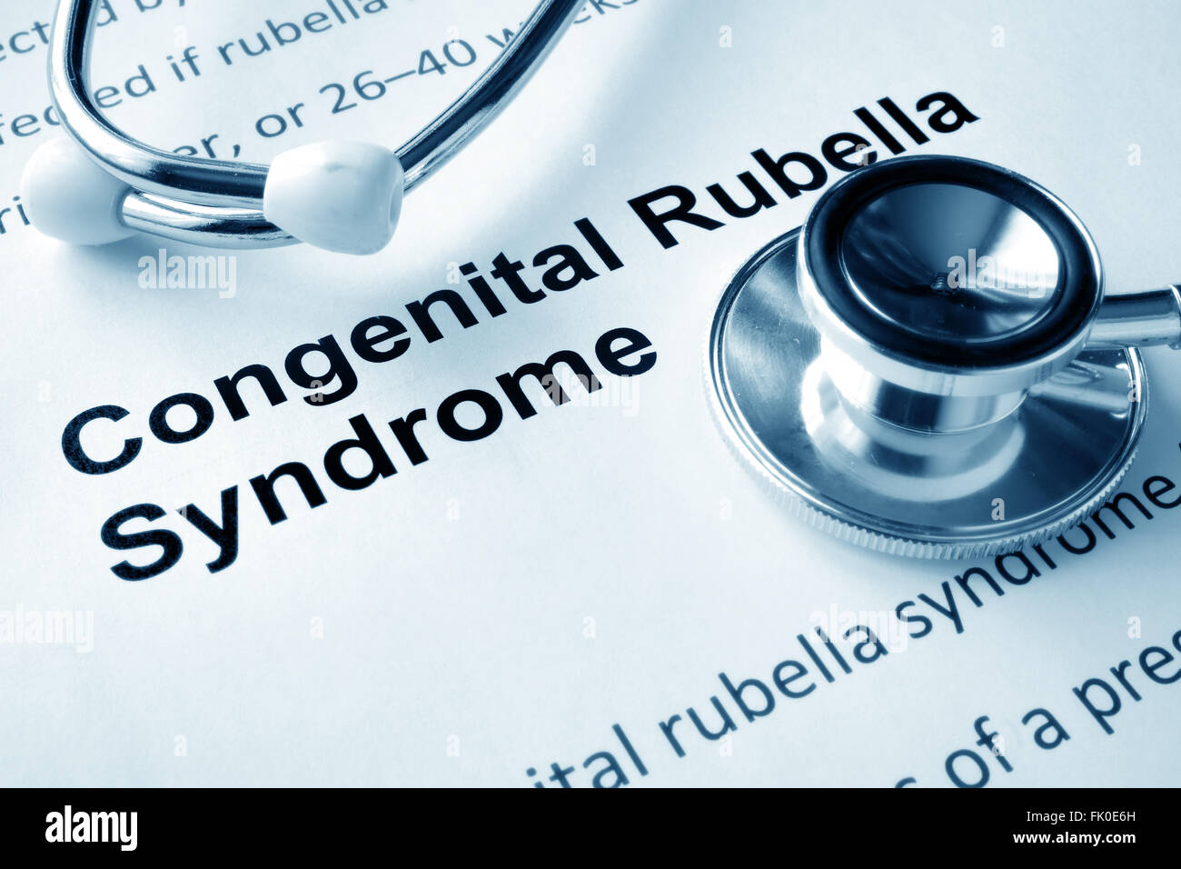 Papier mit Worten kongenitale Röteln-Syndrom Stockfoto