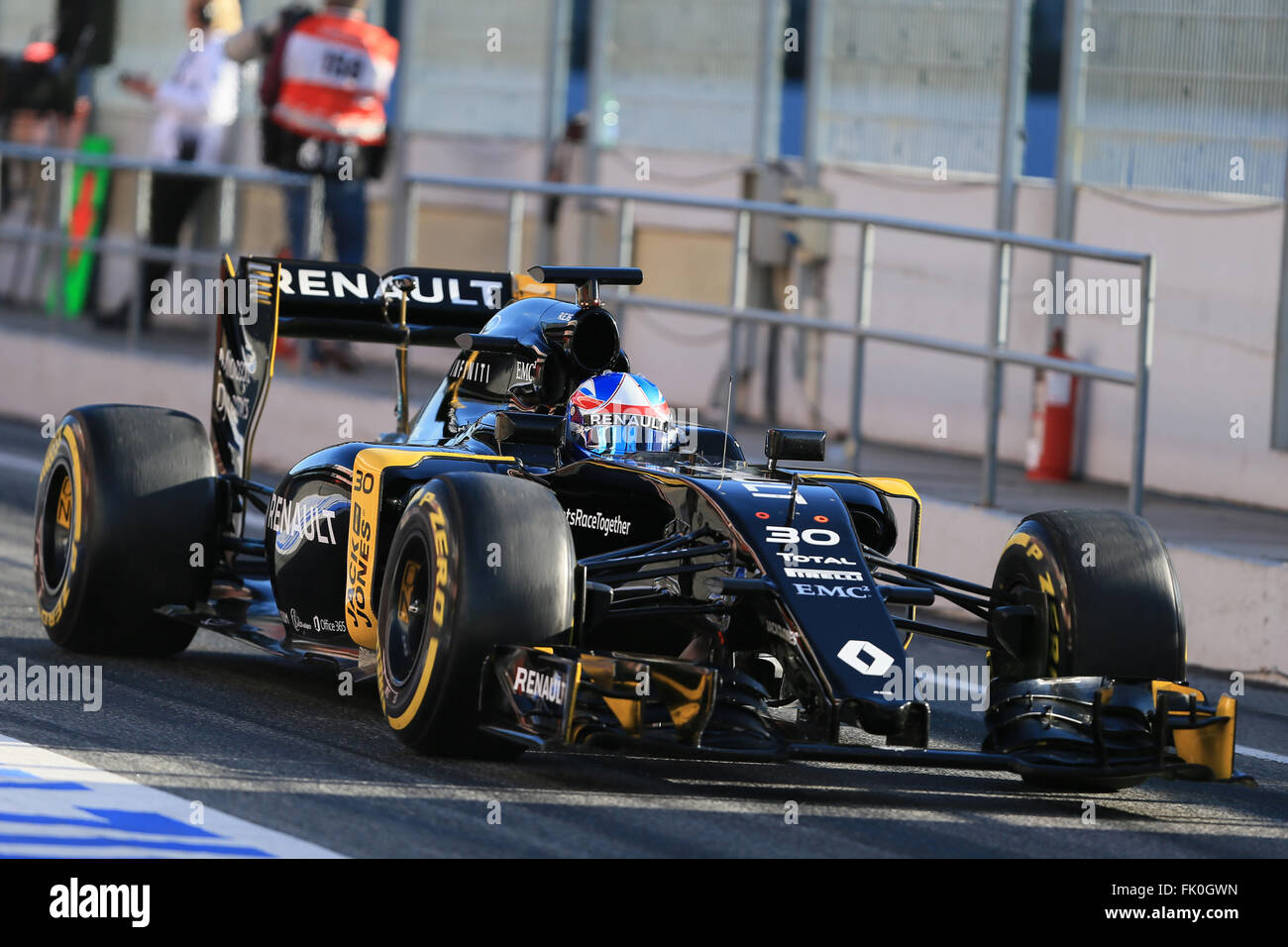 04.03.2016. Circuit de Barcelona-Catalunya, Barcelona, Spanien, Formel 1 Test 2 Tag 4.  Renault Sport F1-Team RS16 – Jolyon Palmer Stockfoto