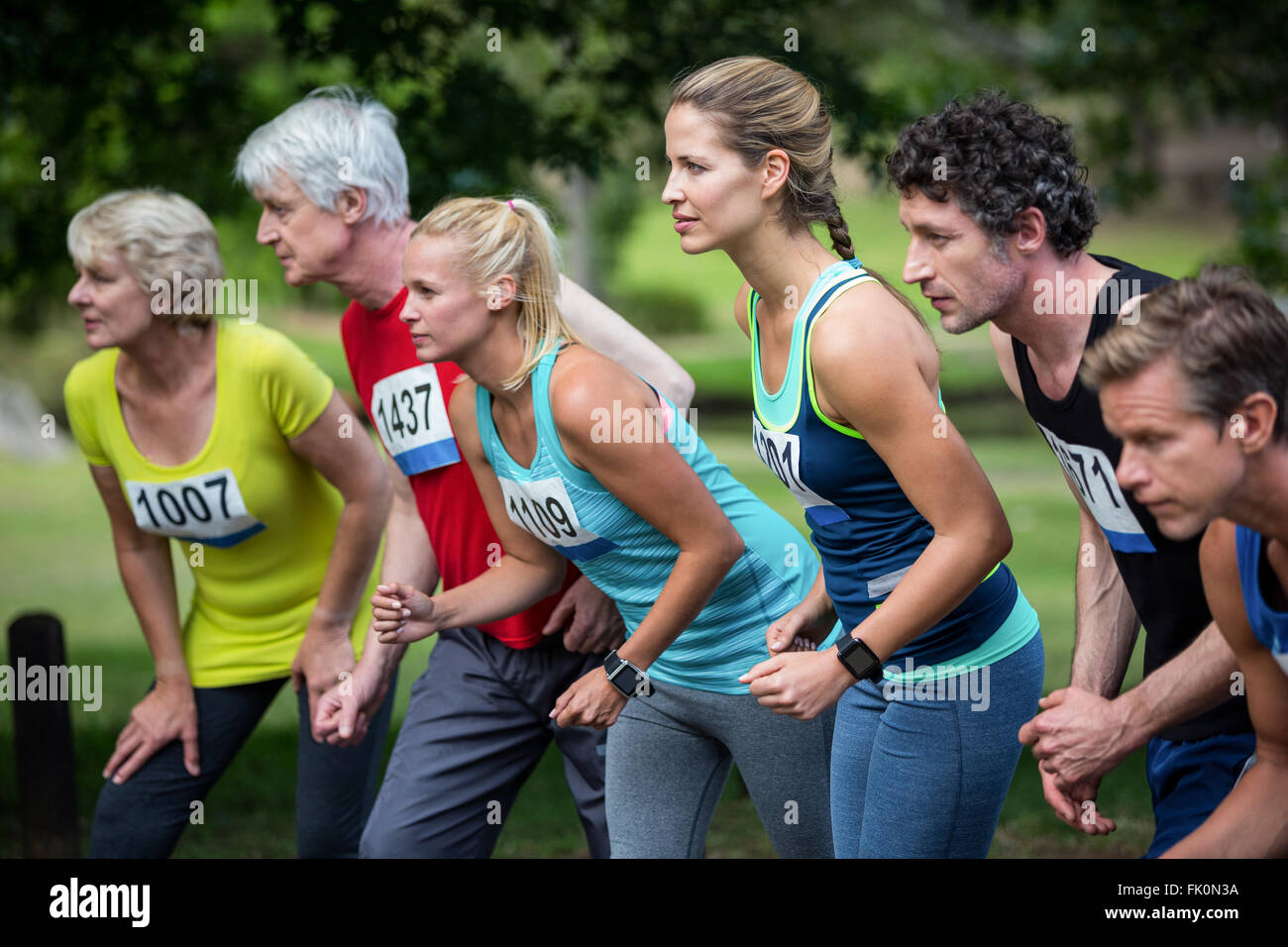 Marathon-Athleten am Start Stockfoto