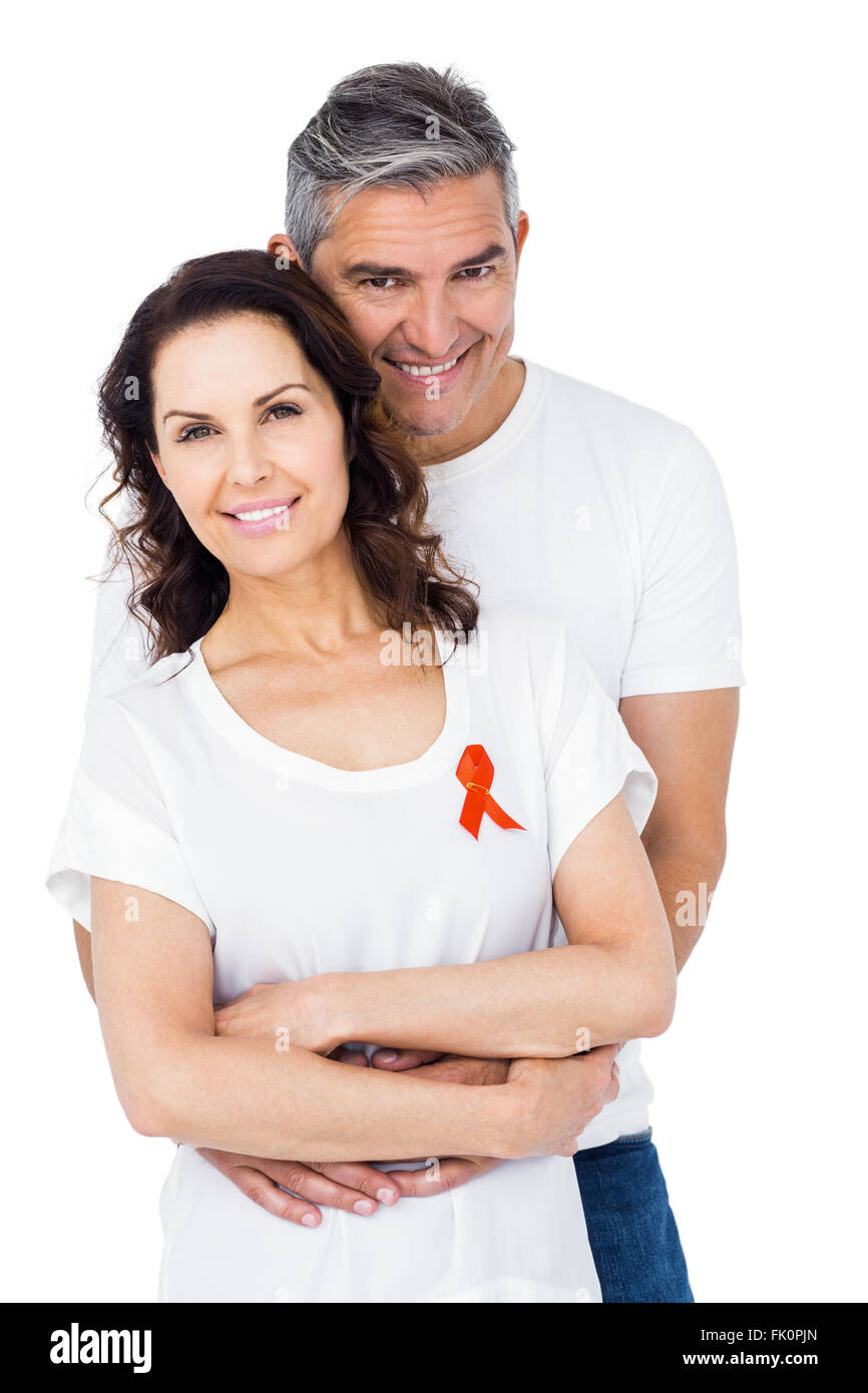 Paar unterstützt aids Bewusstsein zusammen Stockfoto