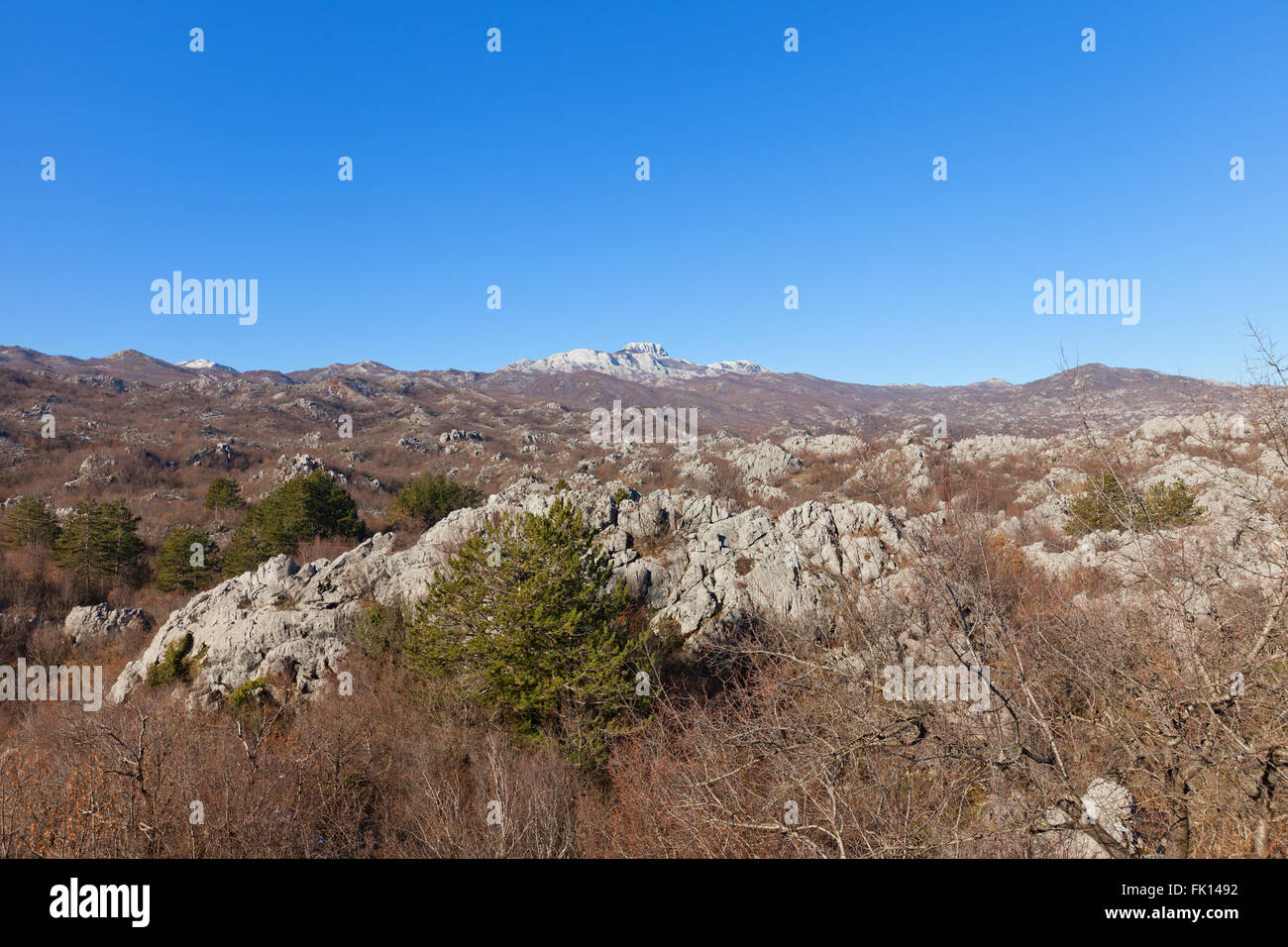 Mount Lovcen Nationalpark Lovcen bei Cetinje, Montenegro. Mausoleum des Fürstbischofs Petar II Petrovic Njegos enthält Stockfoto