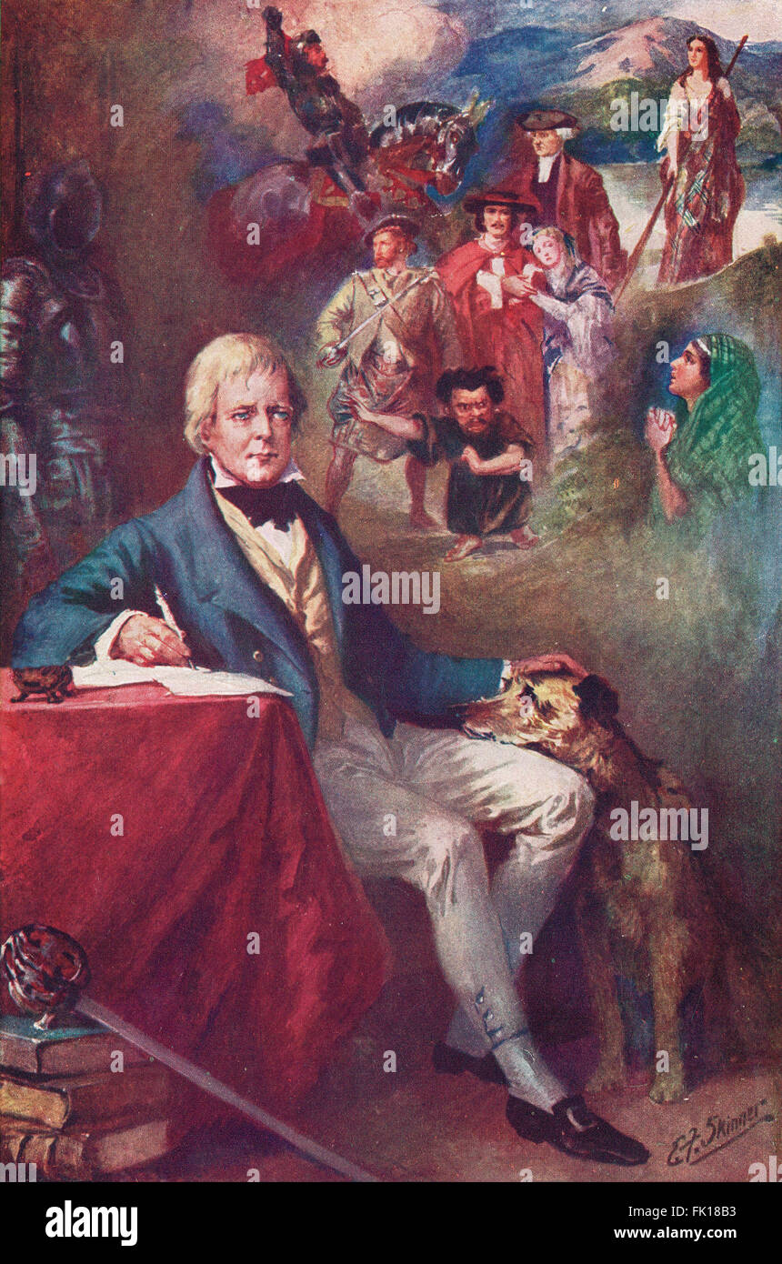 Sir Walter Scott & einige seiner bekanntesten Kreationen Stockfoto