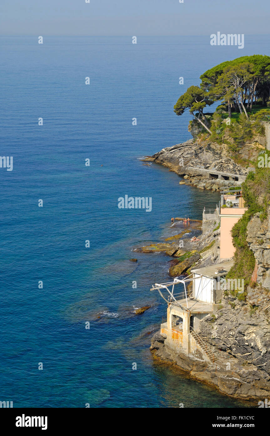 Landschaft auf Pieve Ligure Küste, Ligurien, Italien Stockfoto