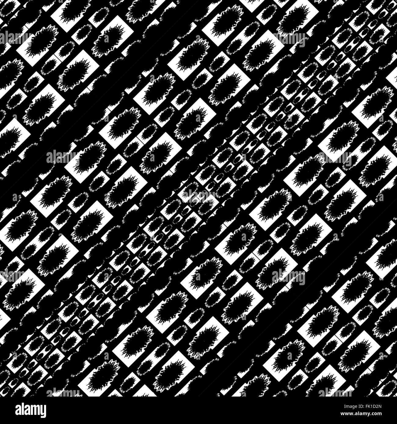Tier oder alien print Textur mit diagonalen Streifen geometrische Formen Muster in kontrastreichen schwarzen und weißen Farben. Stockfoto