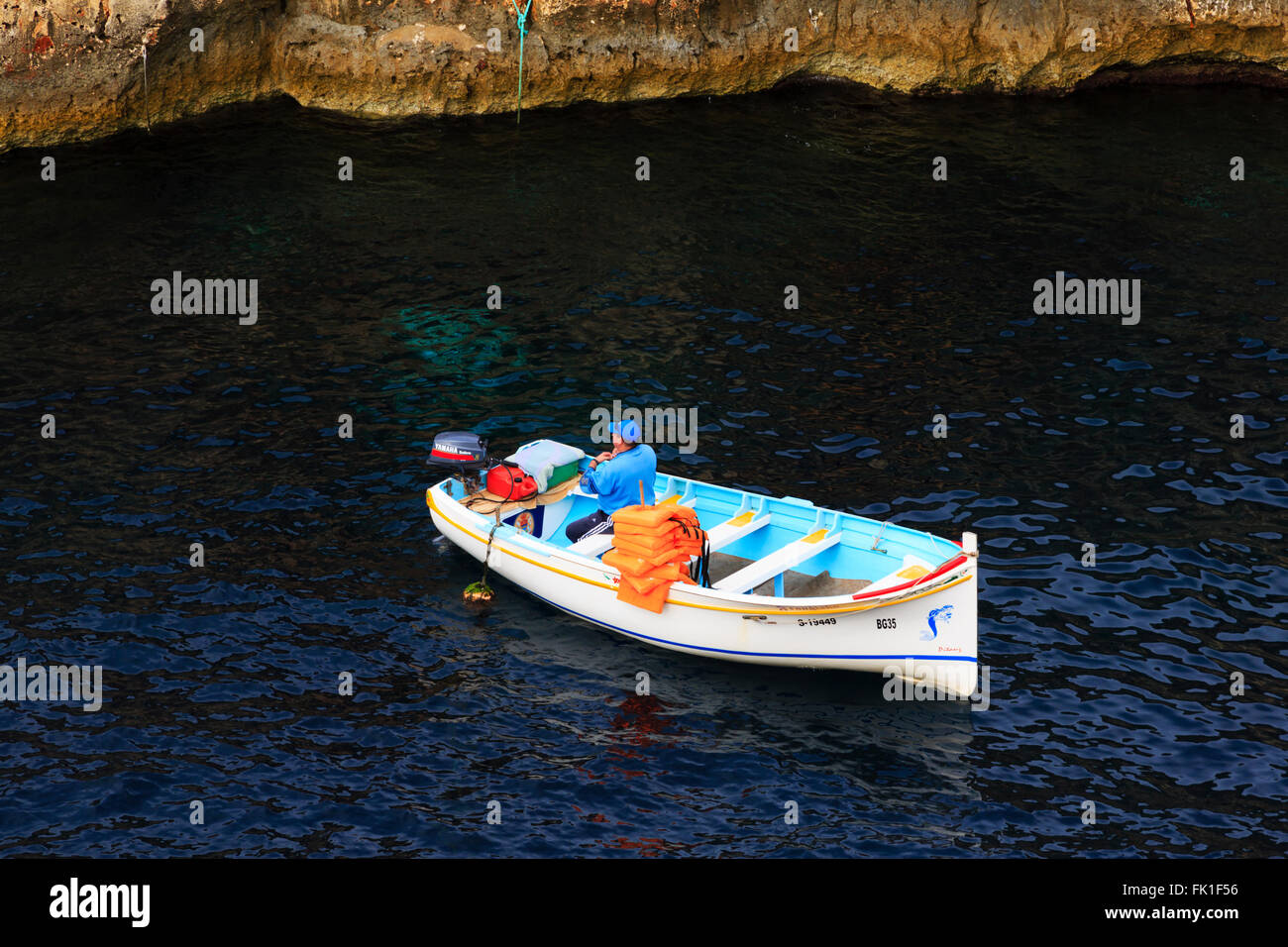 Blaue Gotto Reisen Bootshafen, Malta Stockfoto