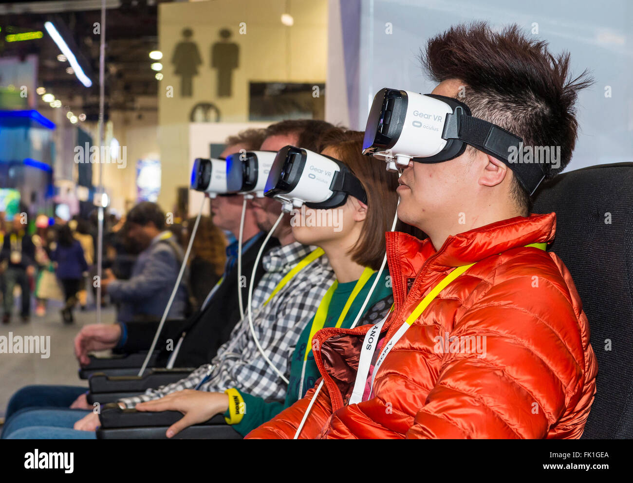 Virtual-Reality-Demonstration auf der Samsung-Stand auf der CES in Las Vegas Stockfoto
