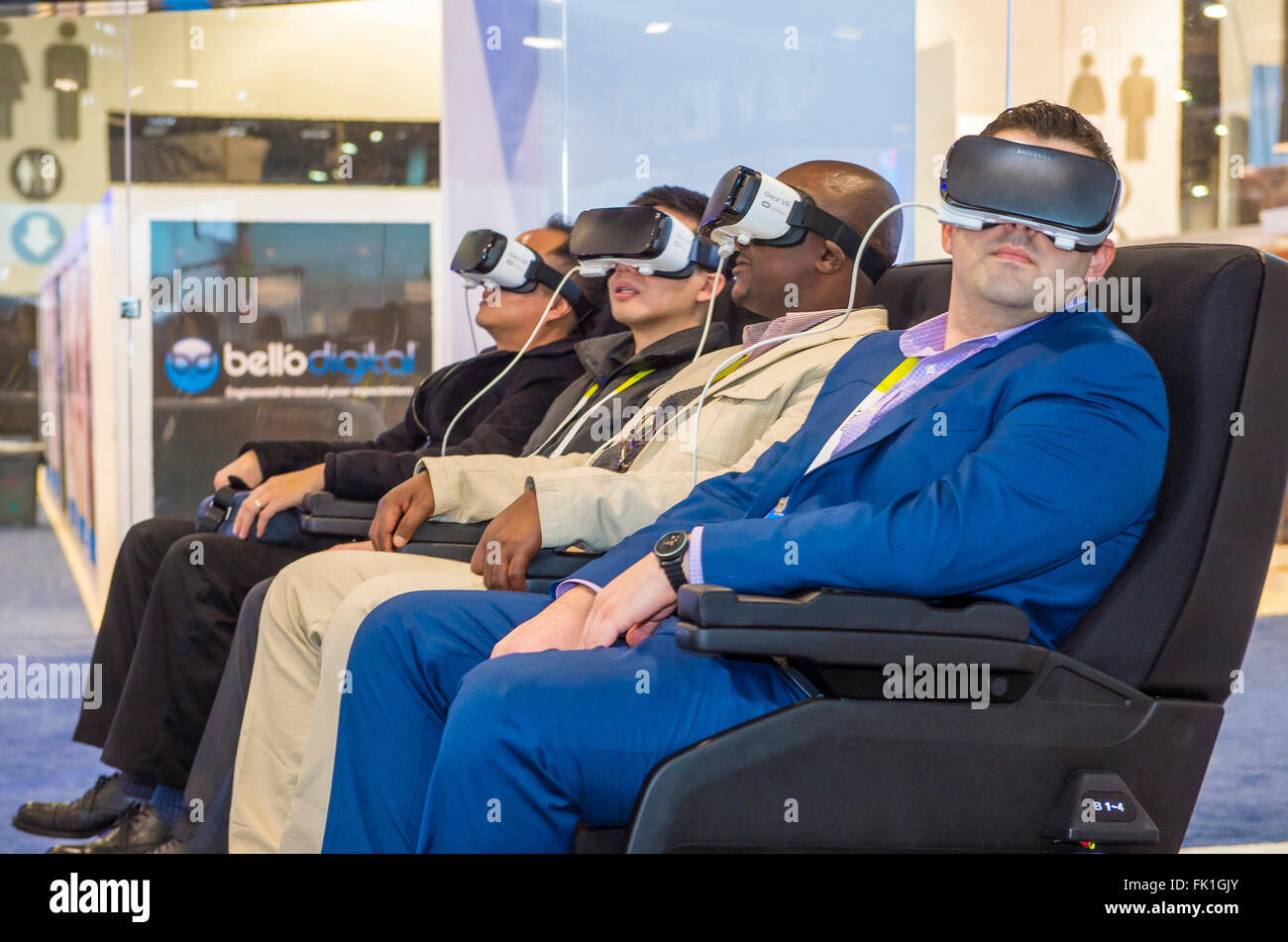 Virtual-Reality-Demonstration auf der Samsung-Stand auf der CES in Las Vegas Stockfoto