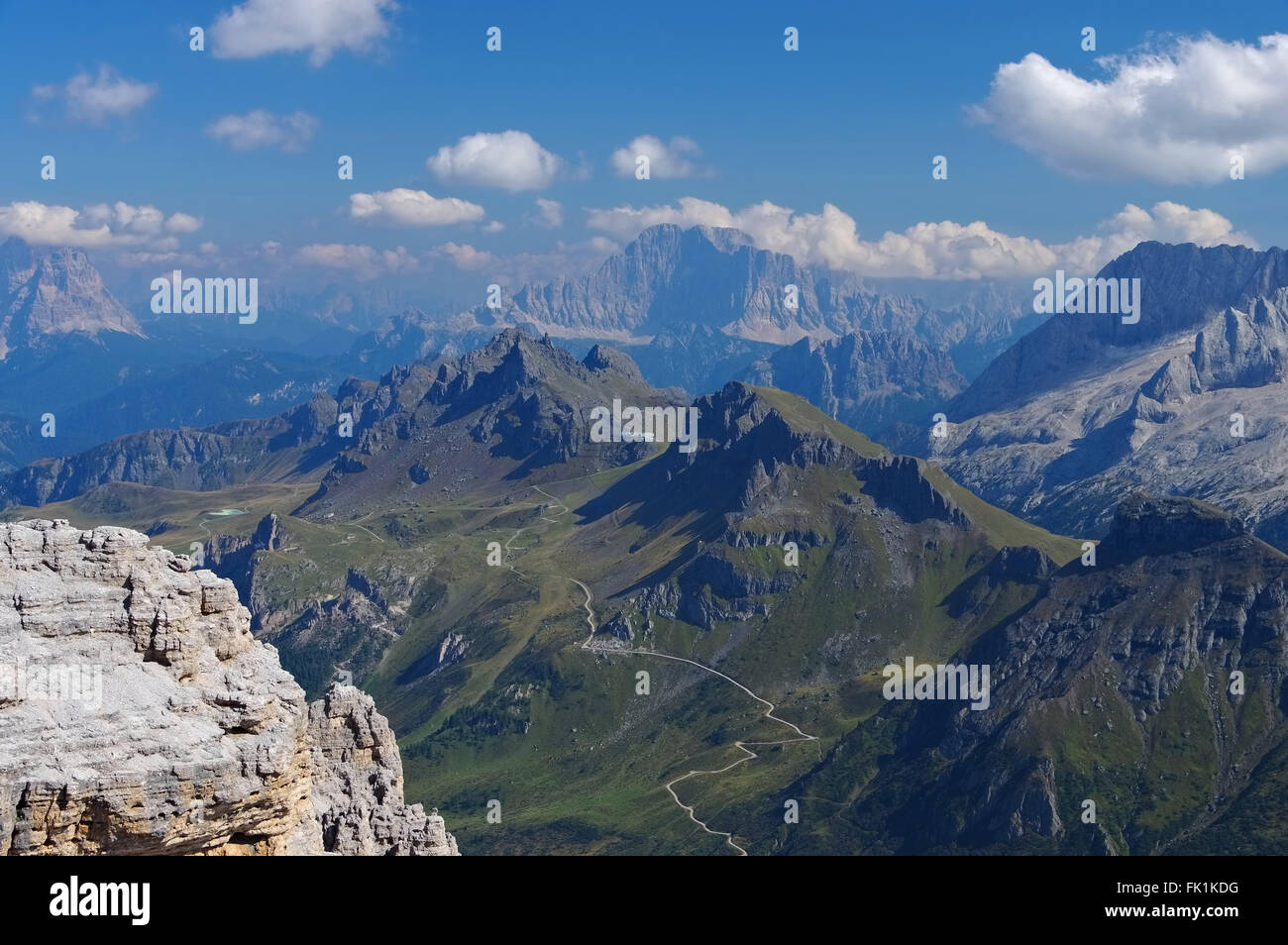 Padonkamm Zwischen Marmolata Und Sella - Crepes de Padon zwischen Marmolada und Sella Bergen Stockfoto