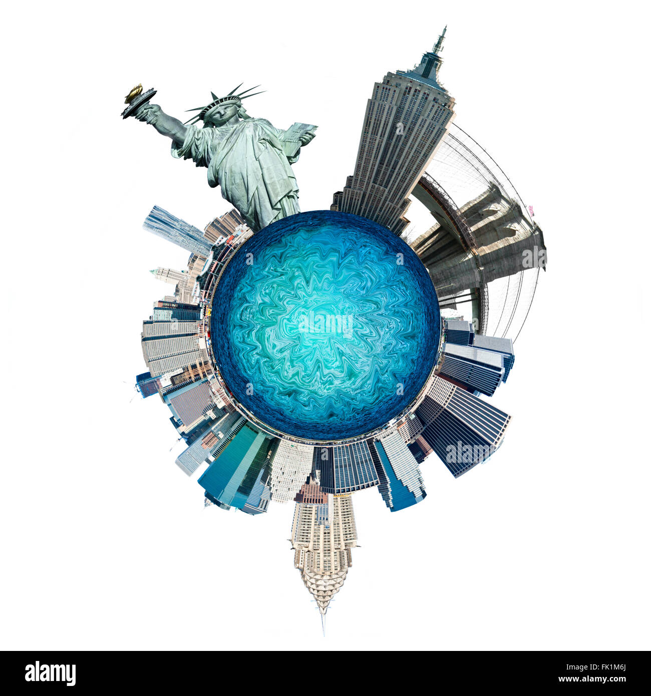 Planeten in Manhattan, New York City. USA. Isoliert auf weiss. Stockfoto